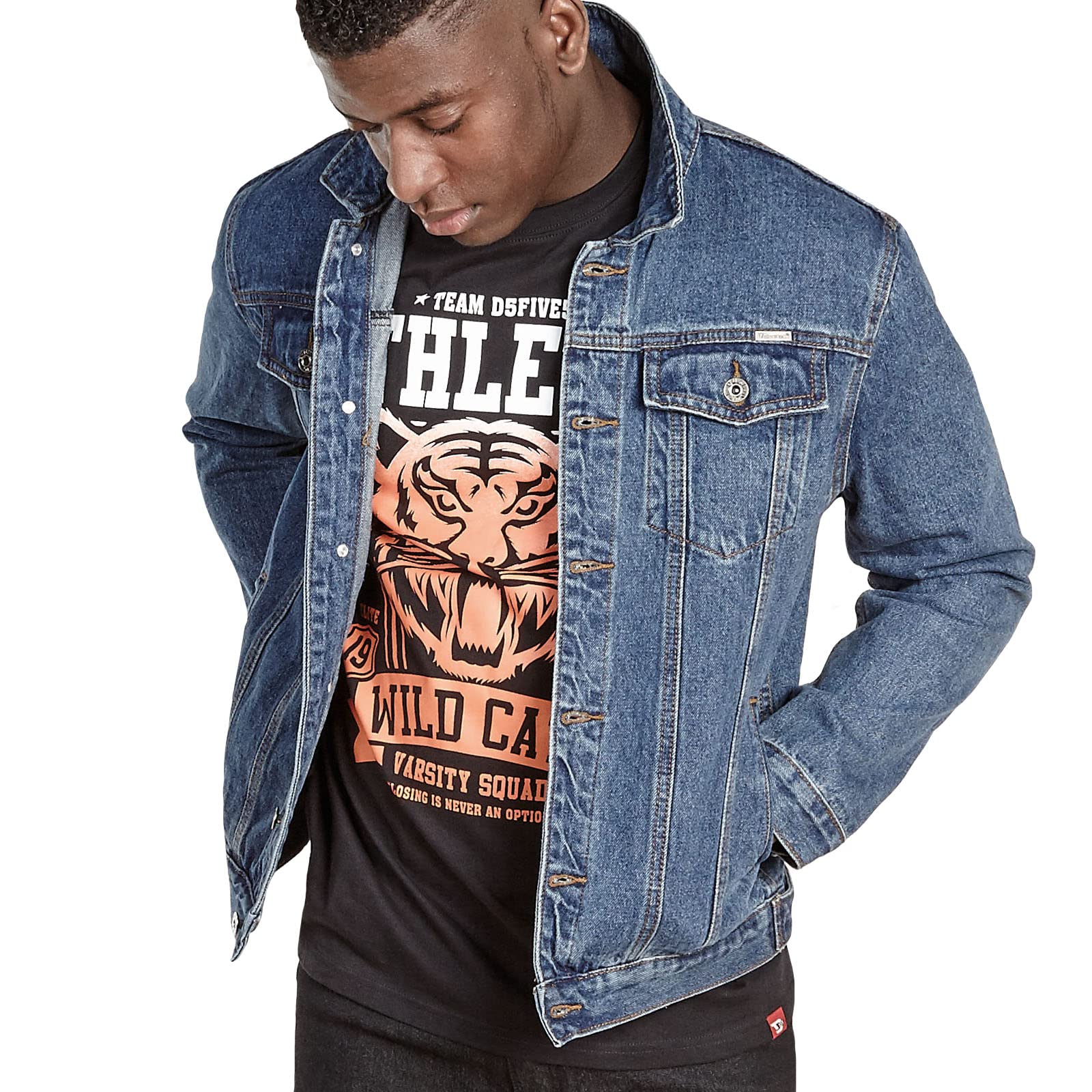 D555 Men's Blue Duke Trucker Western Style Denim Jacket - L