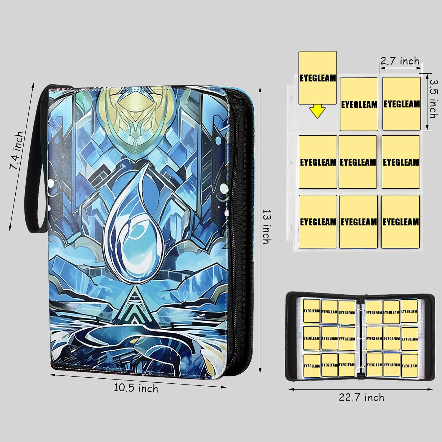 Card Binder for MTG/TCG,9 Pocket Trading Card Binder for YGO/PTCG,Holds 720 Cards,Collector Card Album for Standard Game Cards,Toys Gifts(Blue)