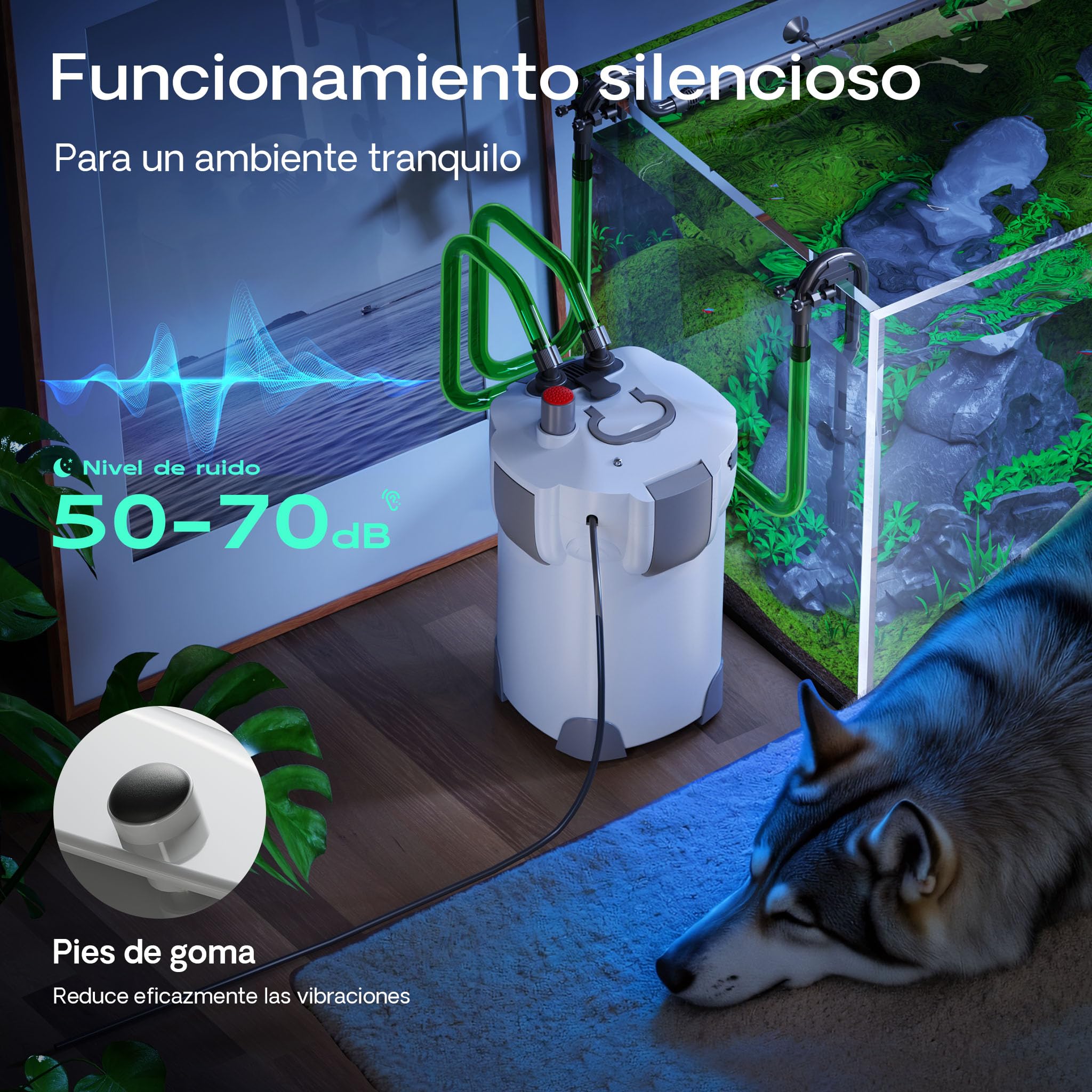 SunSun HW-404B Filtro Exterior de 4 etapas para acuarios 2000 l/h con clarificador UVC de 9 W Accesorios y Material filtrante
