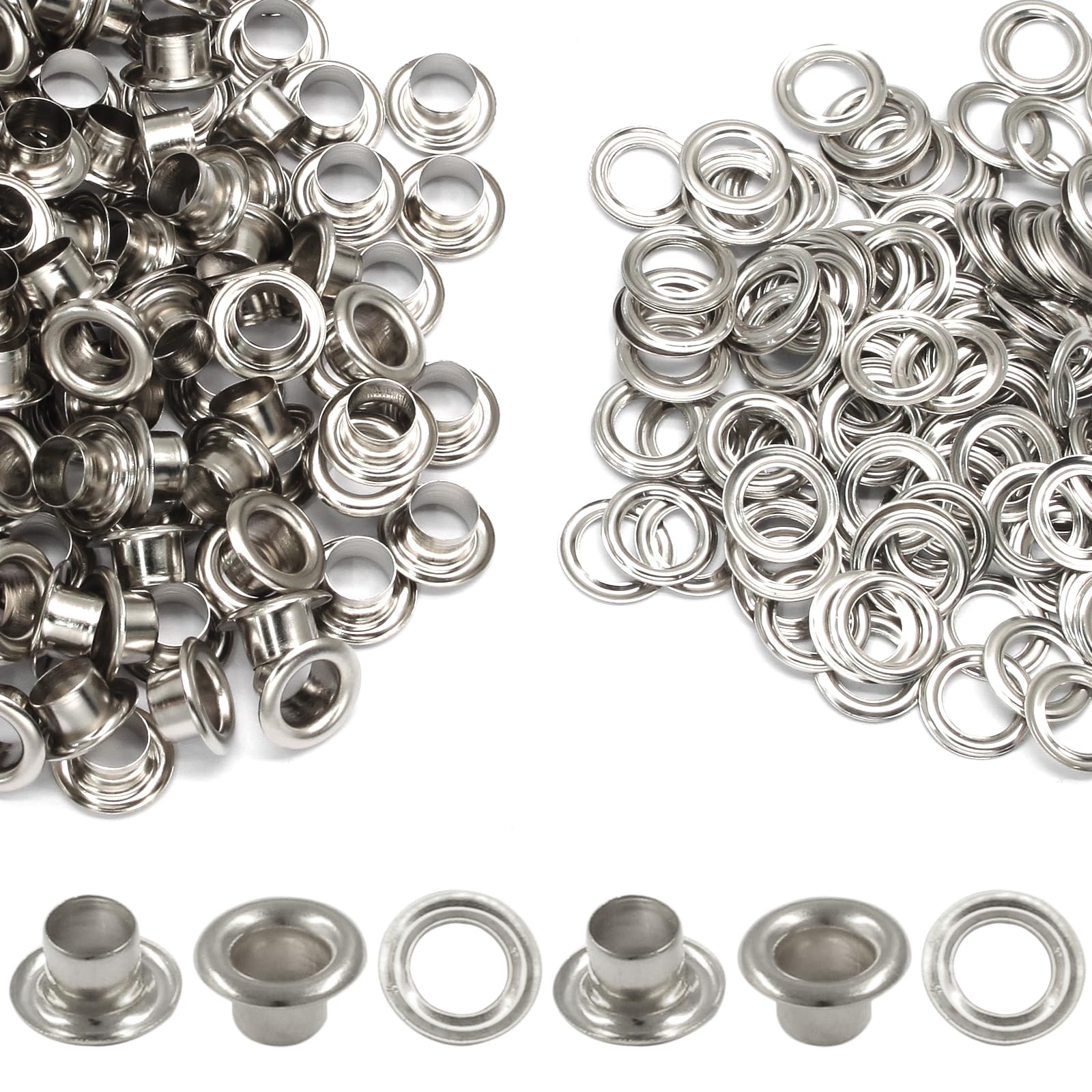 Photo 1 of Litoexpe 200 Pcs 6mm Silver Brass Grommets Eyelets