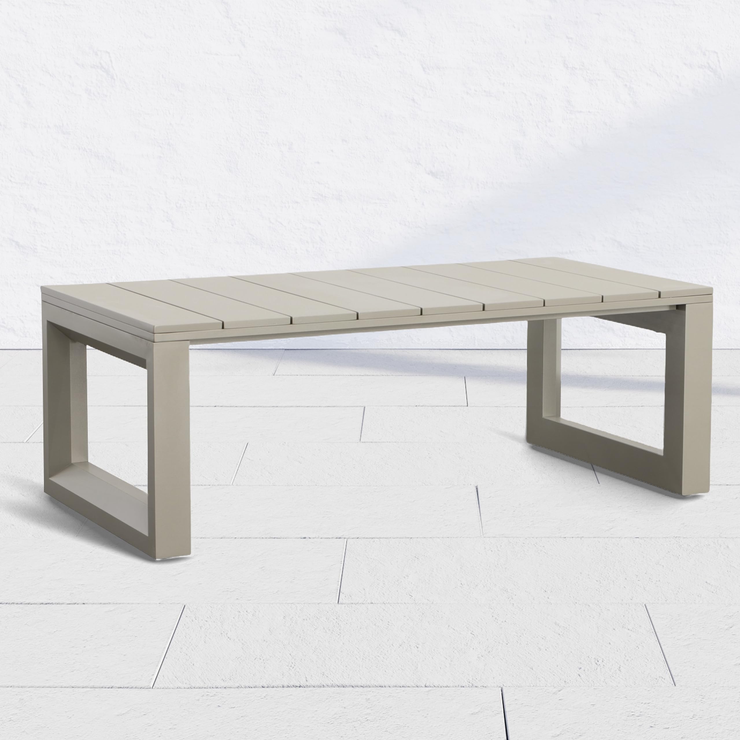 GOWE Outdoor Showcase: Contemporary Cocktail Table - Neutral Style, Beveled End Panels, Geometric Pattern - Rust-Resistant, Scratch & Weather-Resistant Aluminum Fram