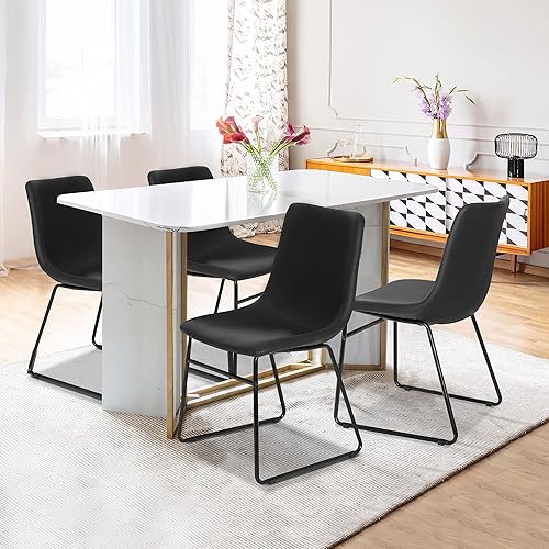 Miniatura 2 de SUPER DEAL Juego de 2 sillas de comedor para cocina y comedor, estilo vintage, con cojín de piel sintética, sillas de bar sin brazos con marco de