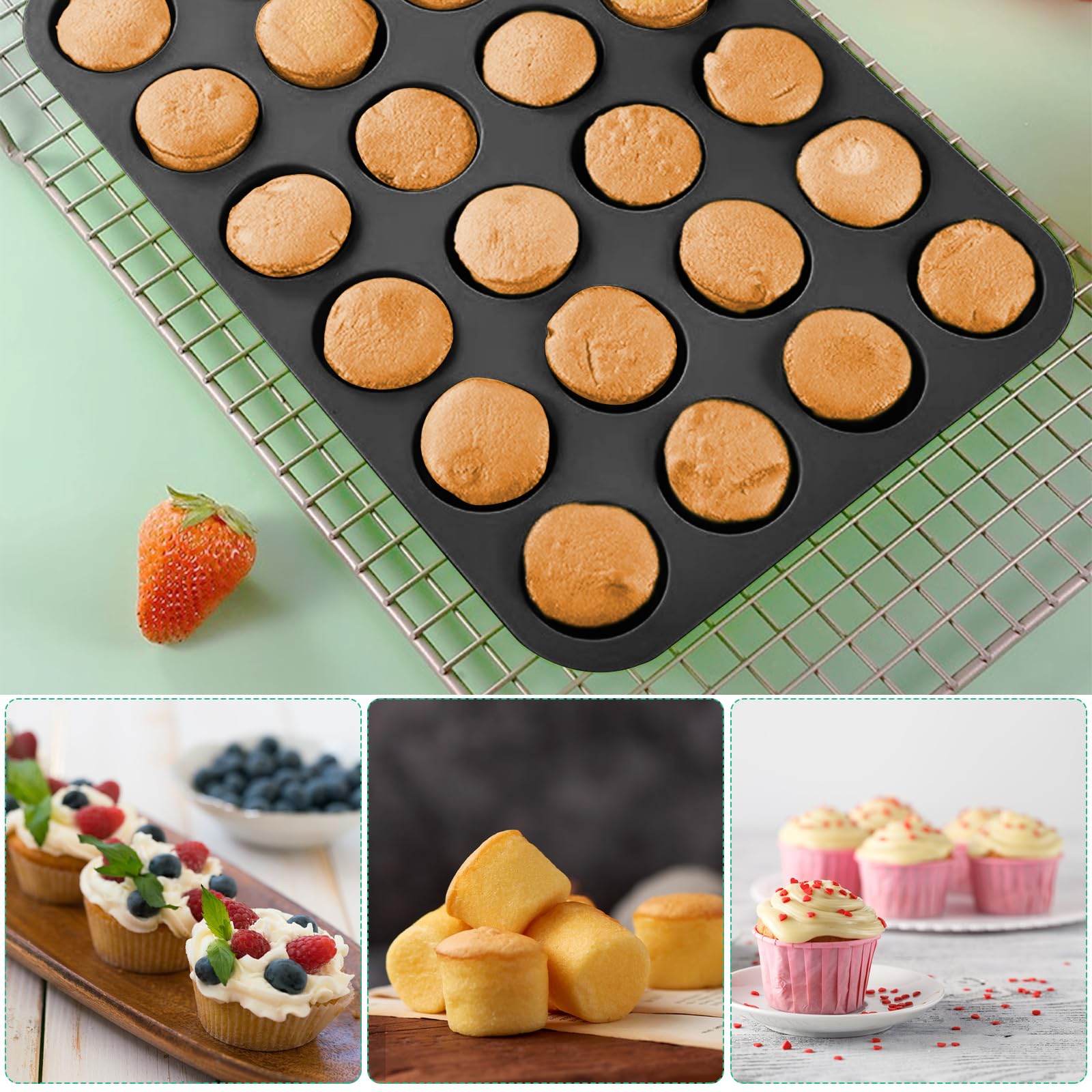 Frasheng Teglia da Forno Antiaderente con 12 stapi per uffin,Teglia