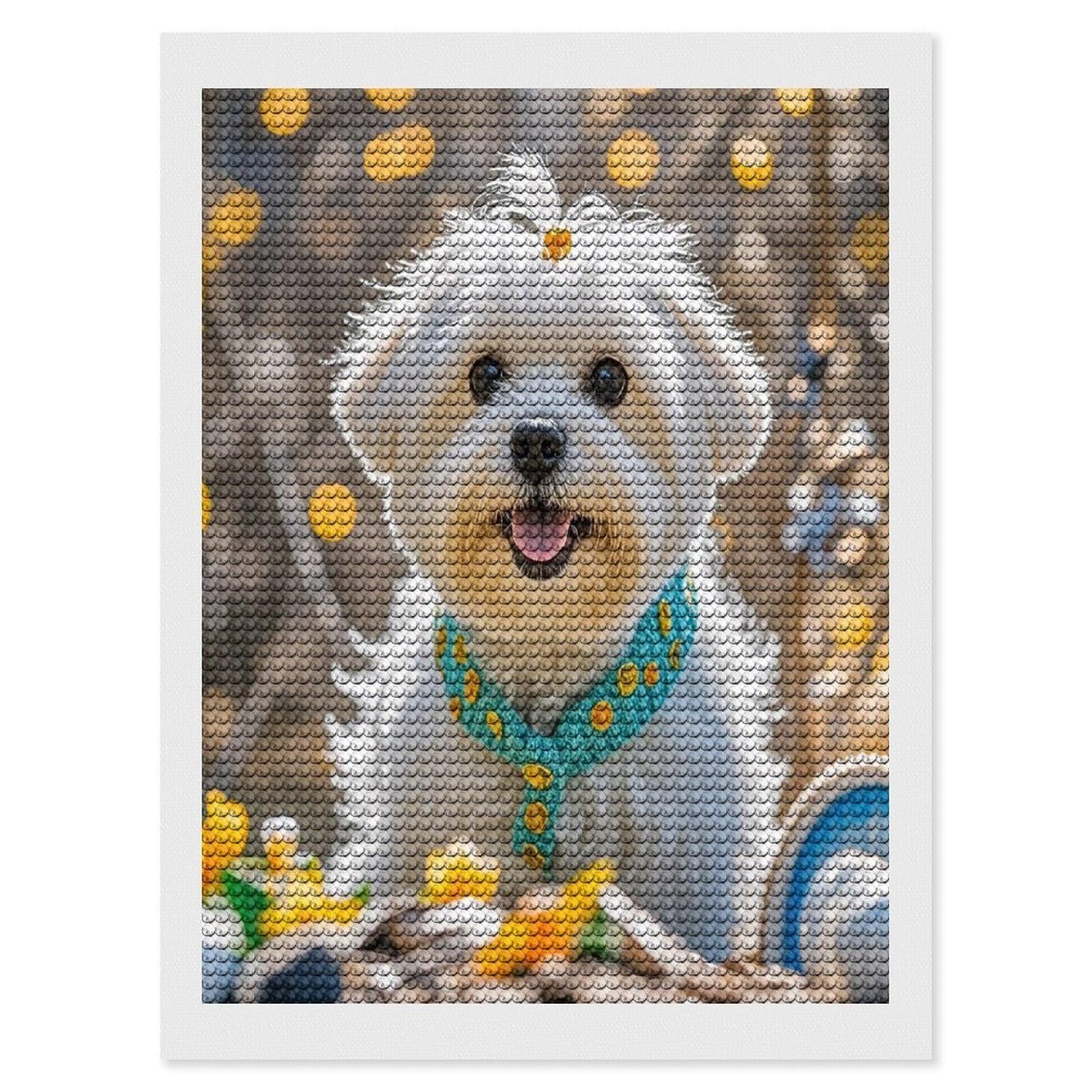 FekiLoot Lovely Maltese Dog Diamond Painting Kits for Beginners DIY Diamond Art Kits for Adults Full Drill Round Diamond Dot Gem Art Painting Fun DIY Crafts for Home Kitchen Wall Decor Gift 12"x16"
