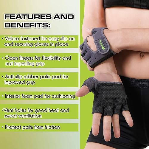 Miniatura 5 de SENTEQ Lifting Workout Gloves - Fingerless Gym Workout Hand Protection, Grip Gloves for Weightlifting, Crossfit and Sports, Workout Gloves for Men &