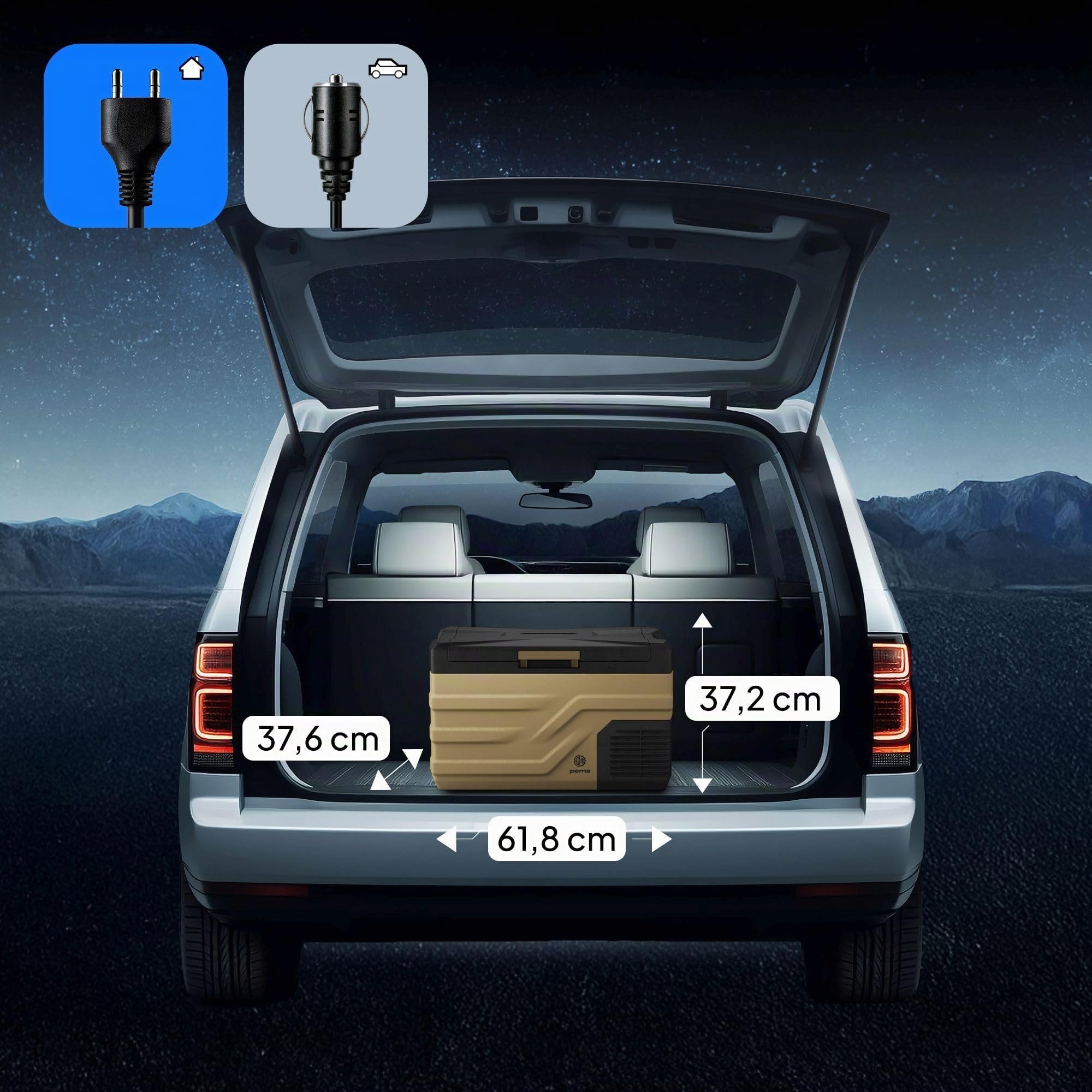 peme Nevera Compresor Portátil Eléctrica Refrigerador Coche Frigorífico para Camping Viaje Auto 12 24 v con Enchufe Silenciosa Portatil Congelador Frigorifico Camper Frigobar 26,8L - Quest