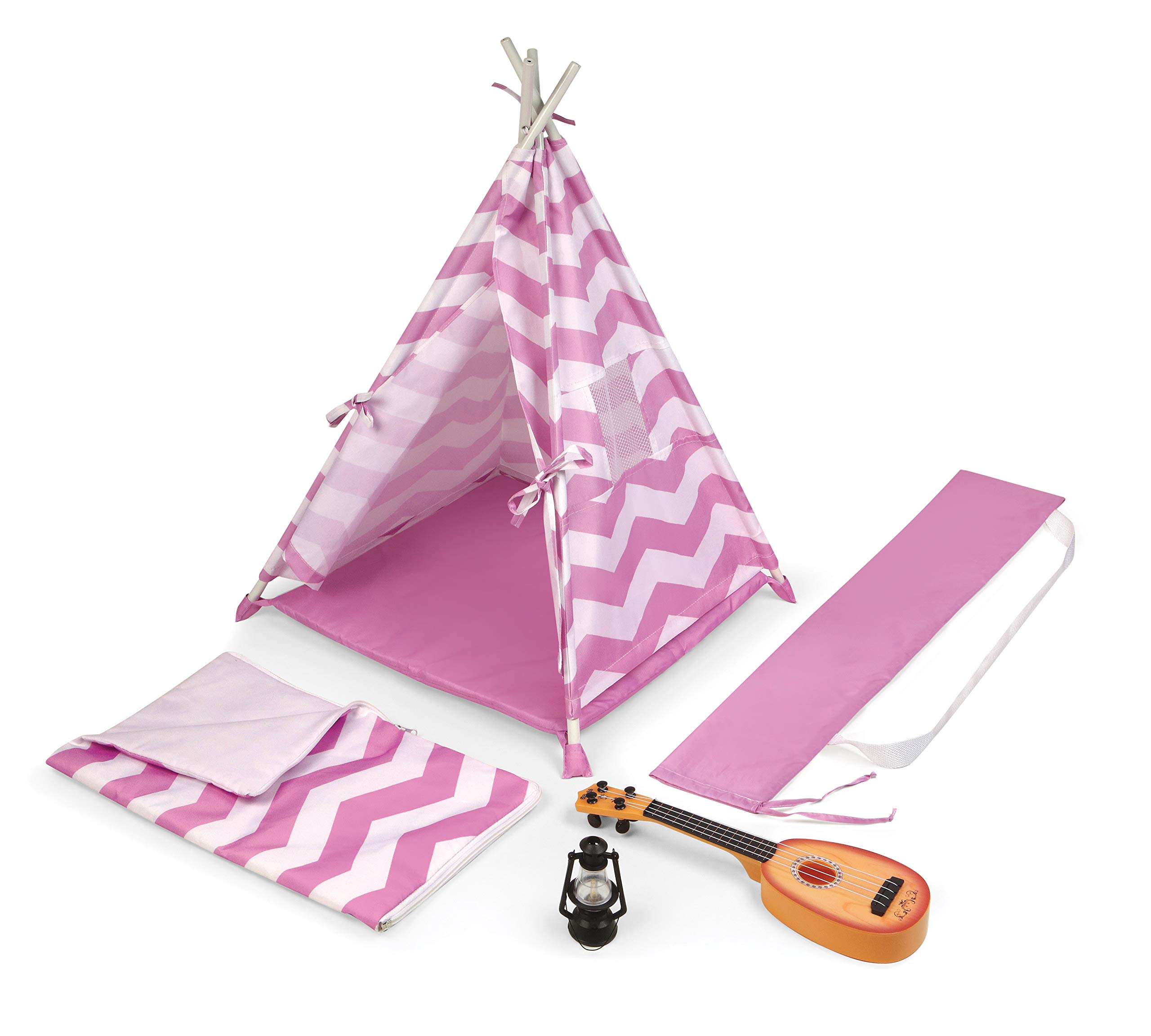 Badger BasketCamping Adventures Doll Tent Set with Accessories and Storage Bag for 18-Inch Dolls