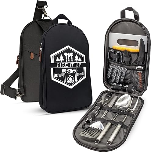 Juego de utensilios de cocina para asar y acampar al aire libre, barbacoa, juego de utensilios de cocina para camping, accesorios de cocina,