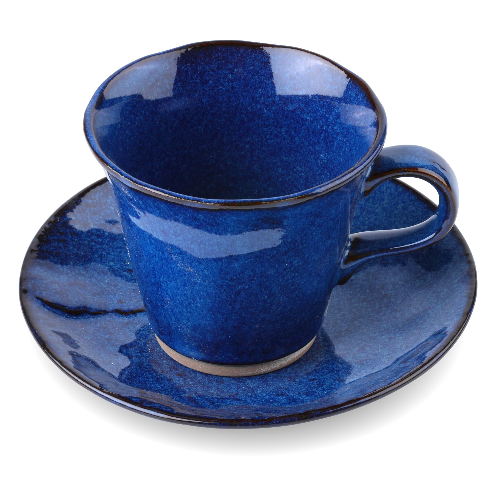 Product of Gifu Japan Mino Ware Kayame Cup & Saucer, namako - 5.1 fl oz, Indigo Blue