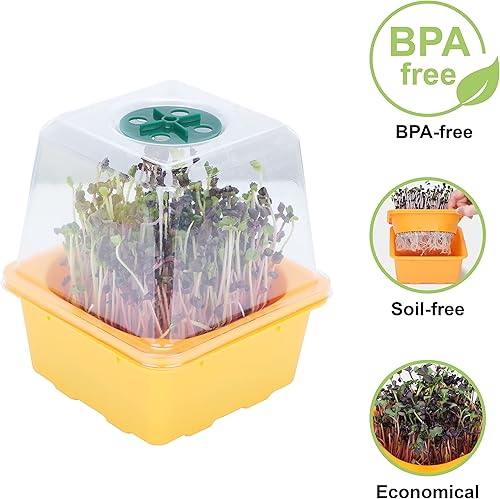 Miniatura 2 de 4 bandejas de cultivo Microgreen y bandeja de germinación, kit de germinación de semillas reutilizable sin BPA con cúpula de humedad de plástico