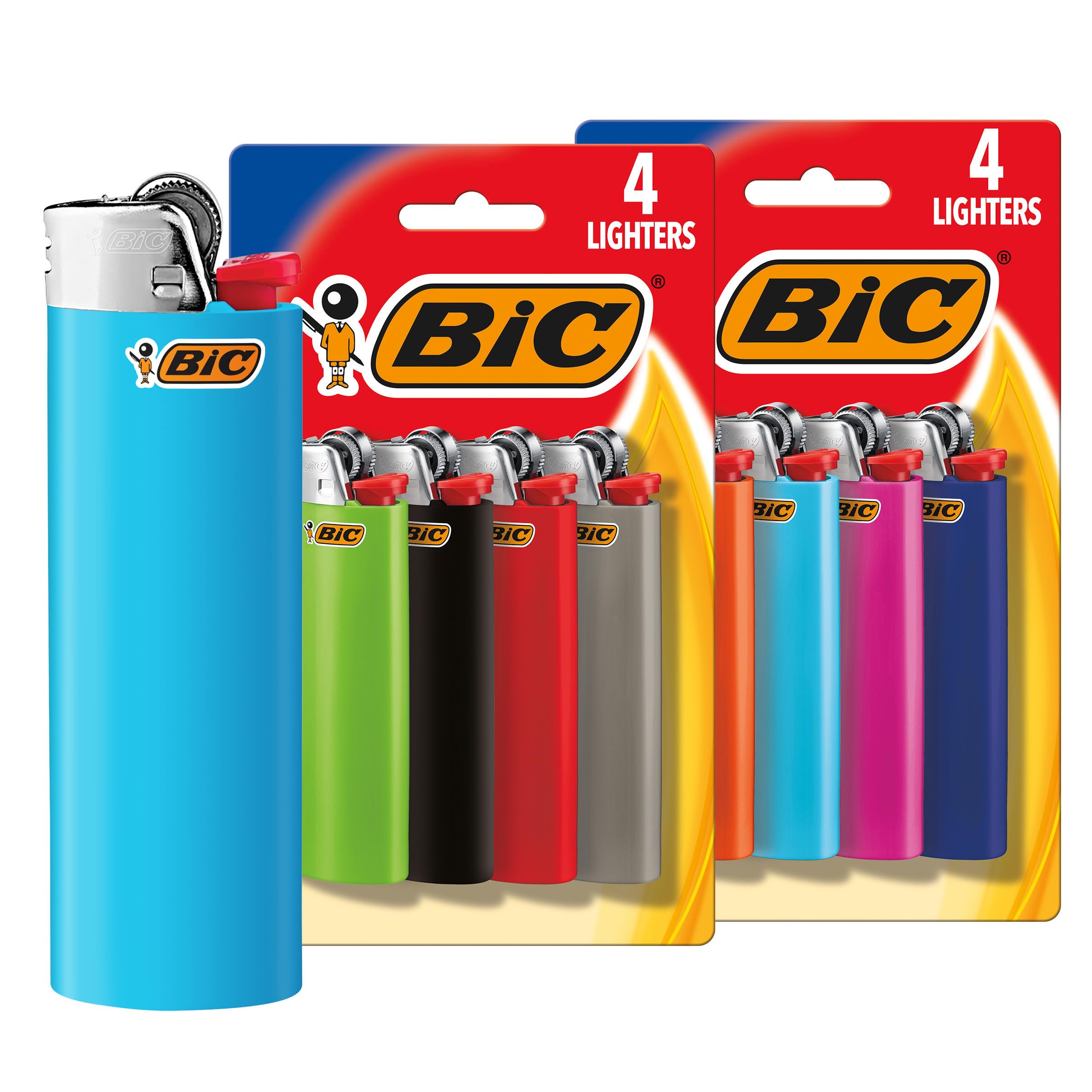 Classic Maxi Pocket Lighter, Safe and Reliable, Assorted Colors, 8-Pack of Lighters (Colors and Packaging May Vary