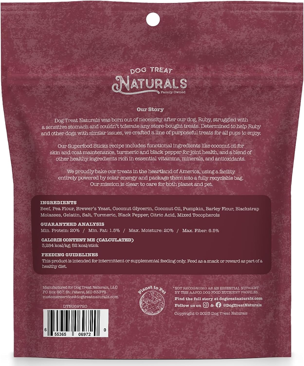 Dog Treat Naturals Beef & Pumpkin Superfood Sticks for Dogs | All-Natural Premium Training Dog Treats | Contains Turmeric for Joint Health | Made with Real Beef & Pumpkin | Made in USA | 6 Ounces