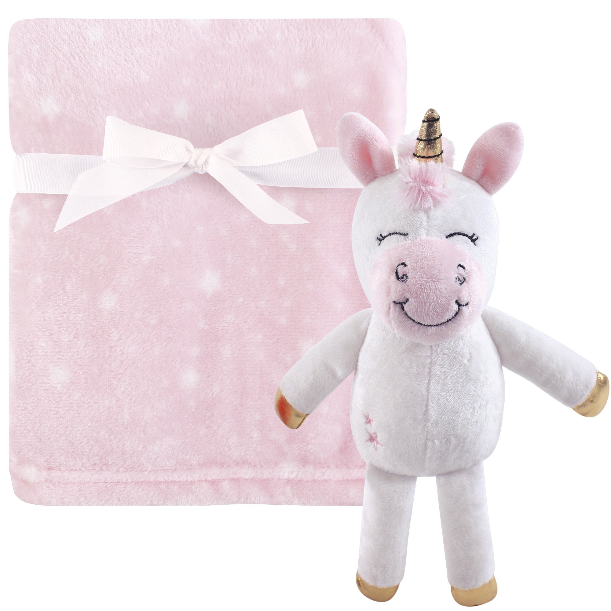 Hudson Baby Unisex Baby Plush Blanket with Toy, Pink Unicorn Toy, One Size