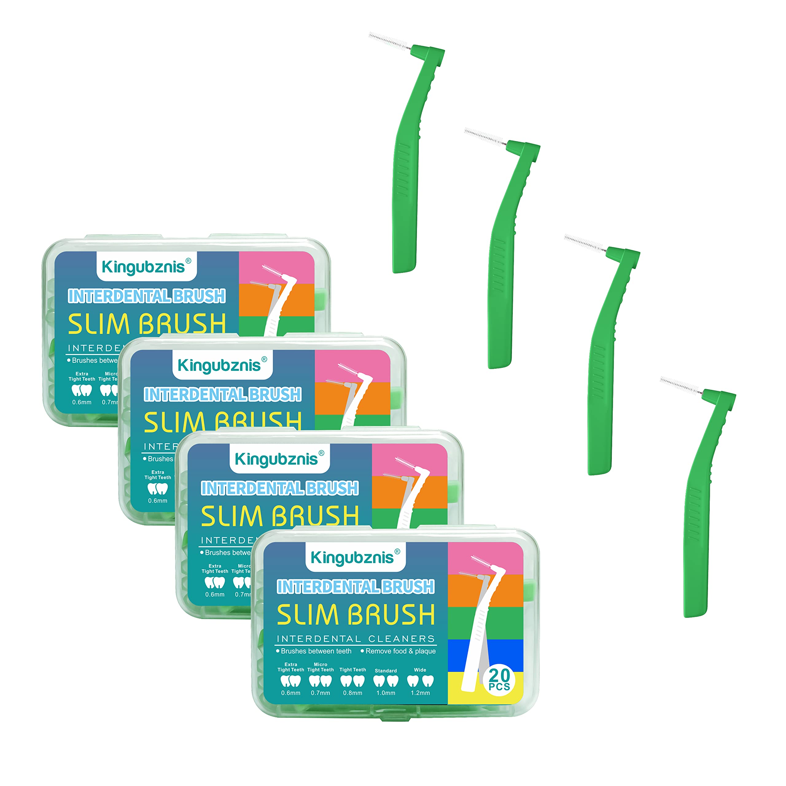 80 cepillos interdentales limpiadores dentales, palillo de dientes, cabeza de hilo dental, cepillo de higiene dental, cepillos angulares interdentales con funda portátil, fácil de usar para limpieza