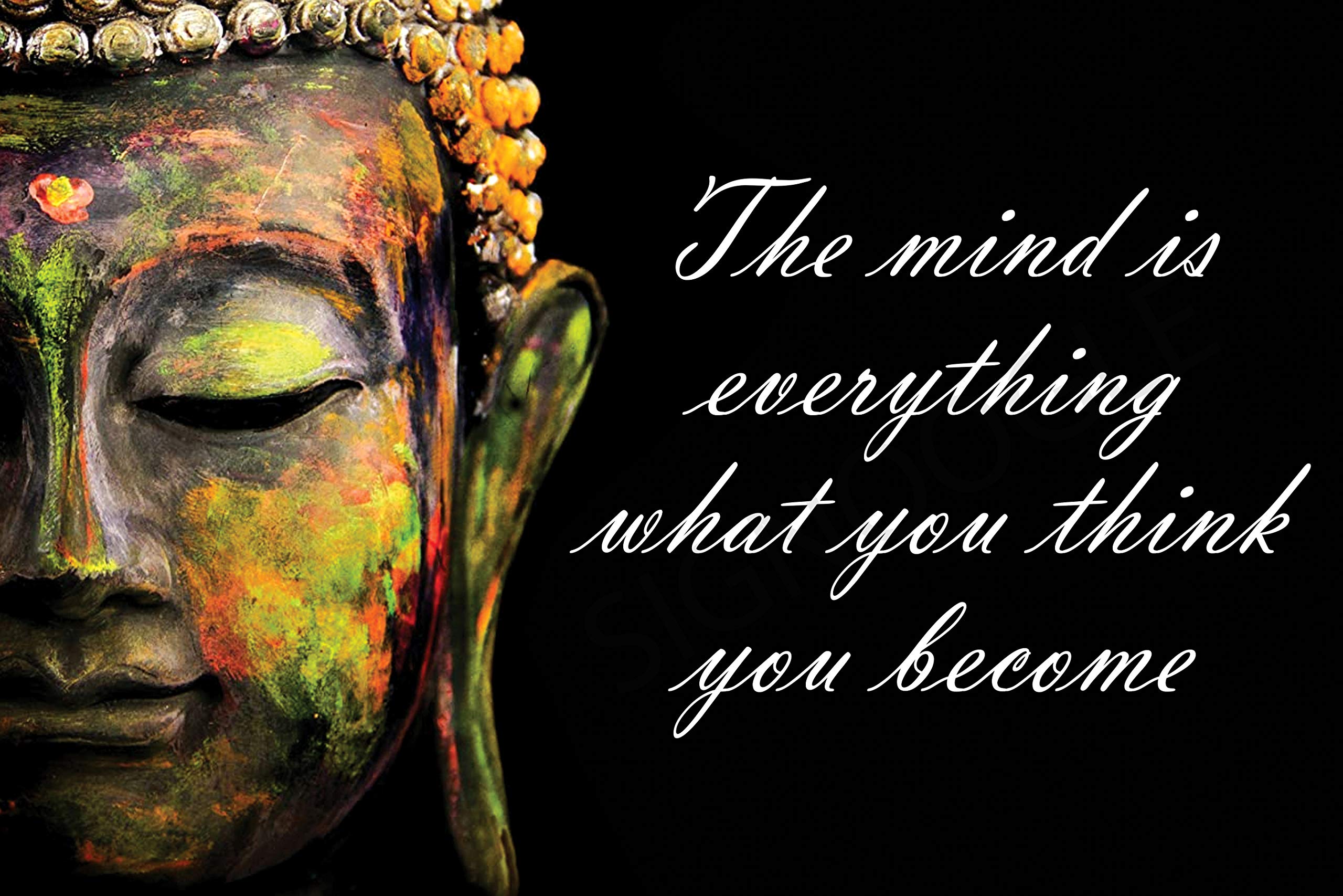SIGNOOGLE This Mind Is Everything What You Think You Become Buddha Words Motivational Poster Stickers Quotes Large For Wall Bedroom Room Or Any Other Suitable Place 12 x 16 Inch Pack Of 1