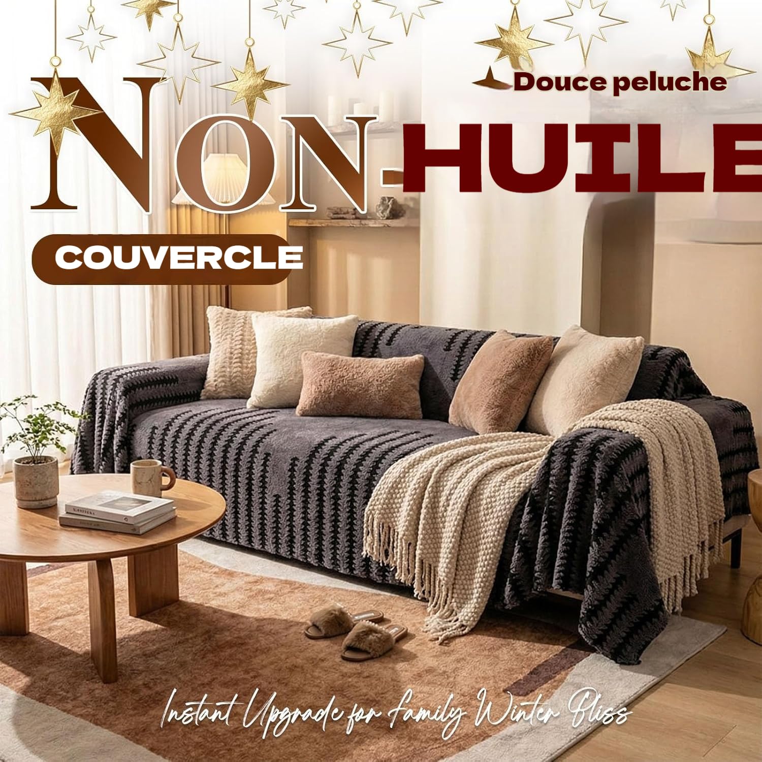 Housse De Canapé Douce Et Antidérapante en Peluche, Housse Canape Gfisehop, Doublé en Polaire Et Épaissi Protege Canapechien, Résistant Aux Rayures, Design Monobloc (G,180 * 300)