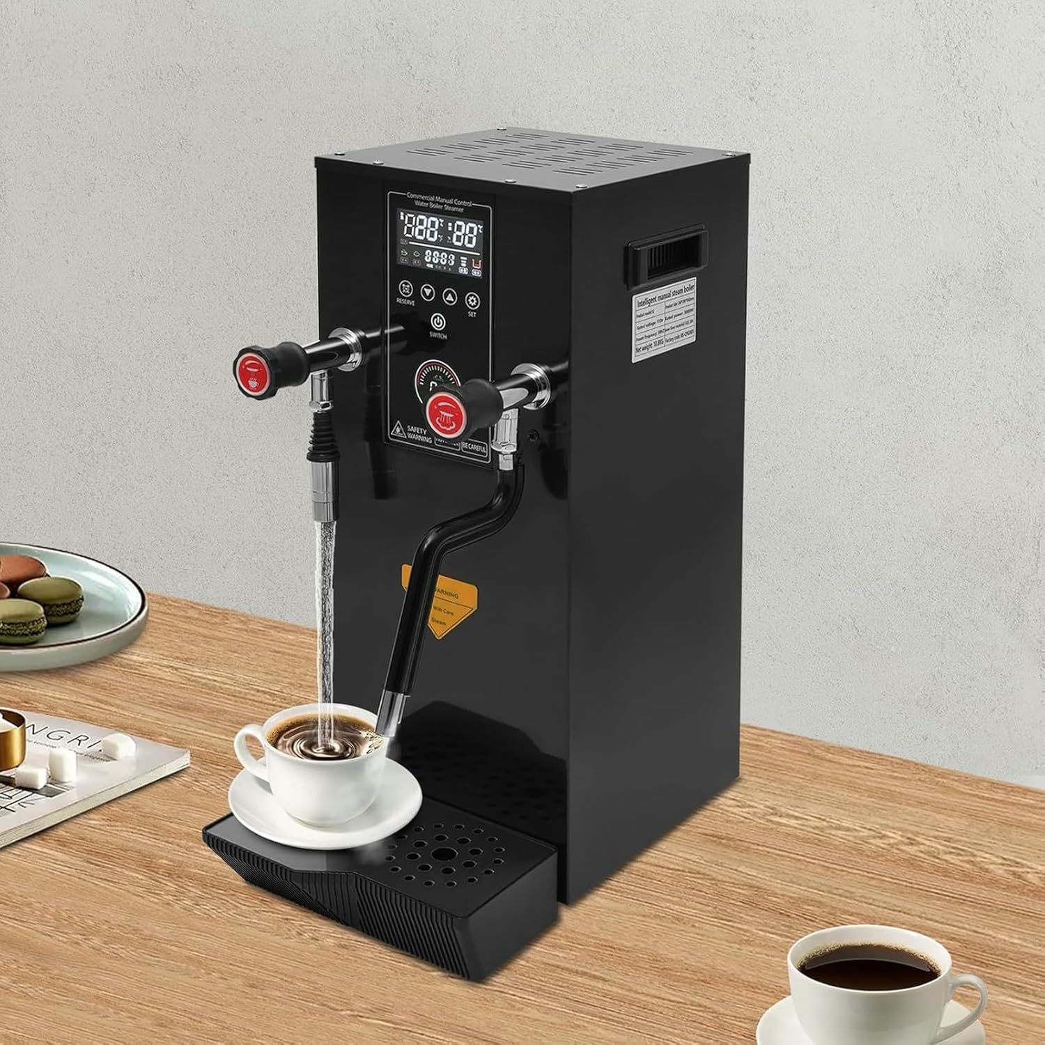 Commercial Milk Frother, Stainless Steel Electric Steam Milk Frothing Machine Steam Water Boiling Machine Coffce Machine for Restaurants, Milk Tea Shops