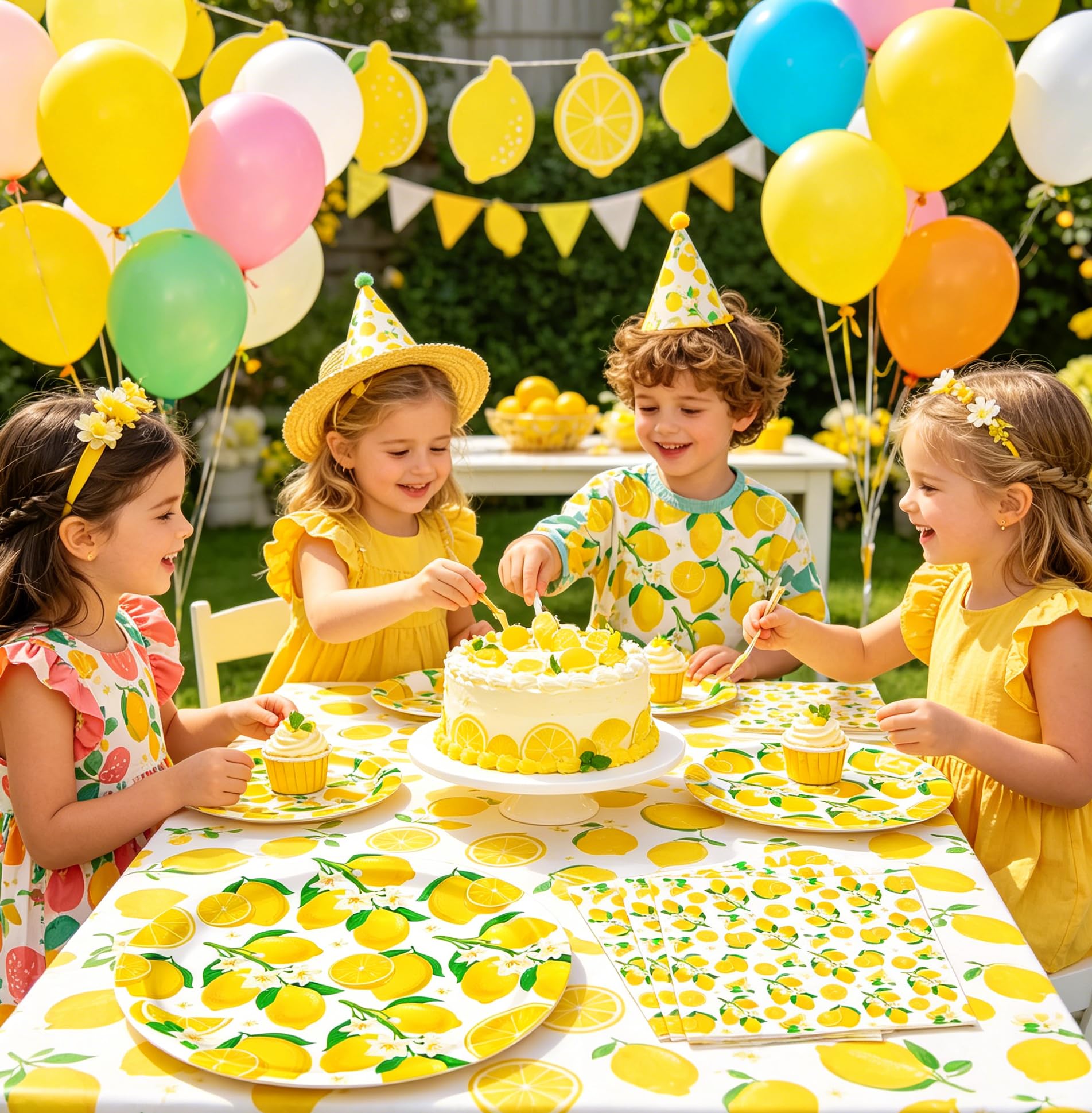 120 pacchetti di decorazioni per la festa del limone Decorazioni per la festa di compleanno a tema limonate Stoviglie a tema limoni gialli - tovaglioli per matrimonio, doccia e accessori
