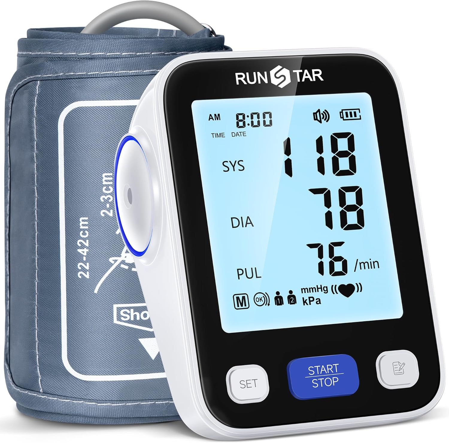 Runstar Upper Arm Blood Pressure Monitor with Wide Range Cuff (8.7'' -16.5'') for Home Use FSA/HSA Eligible
