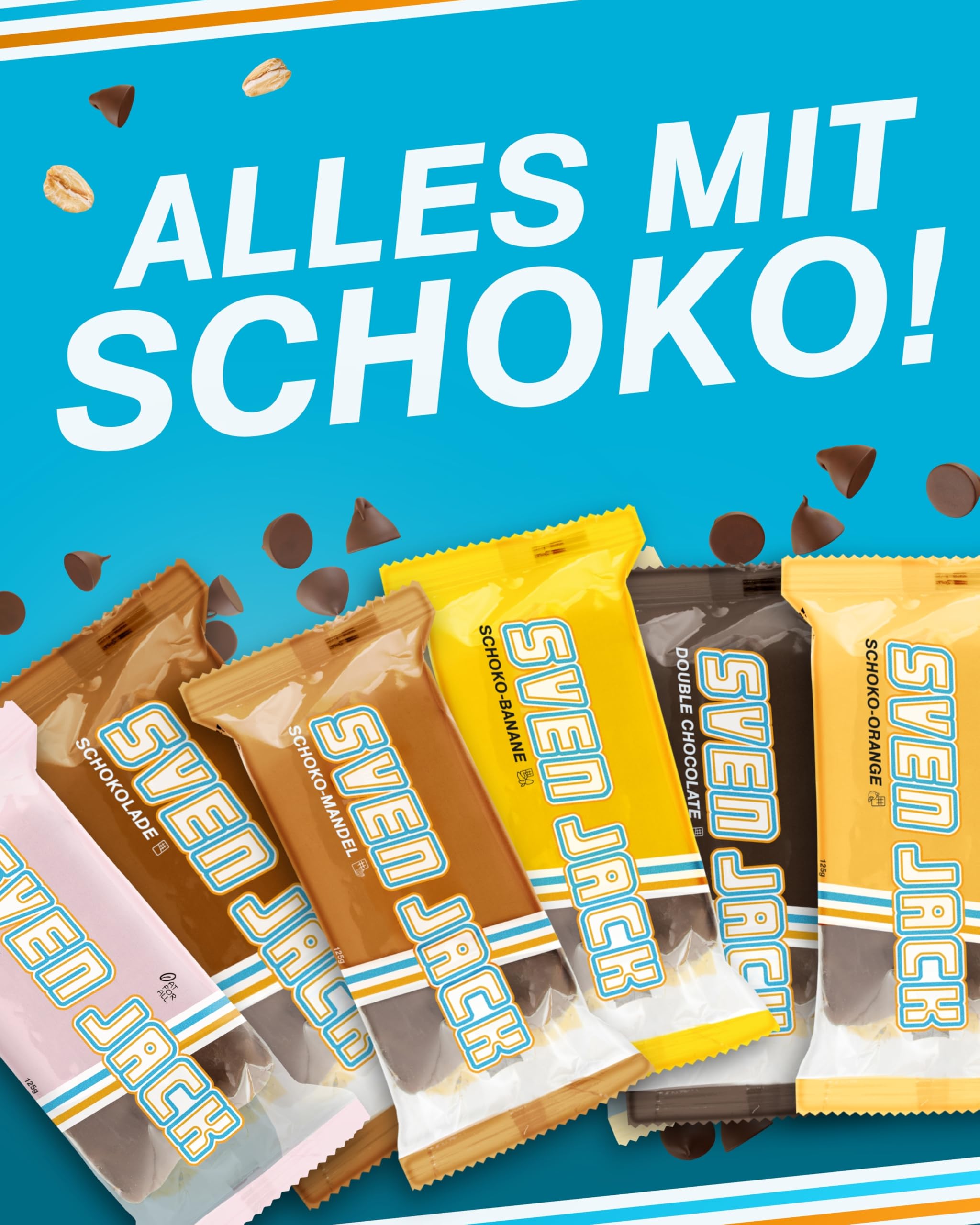 Sven Jack (Energy Cake) SCHOKO Haferriegel Mix Box 24x 125g I Original Haferflocken Energieriegel I Vegane Haferriegel I Langkettige Kohlenhydrate & wenig Zucker I Fitness Riegel I Müsliriegel