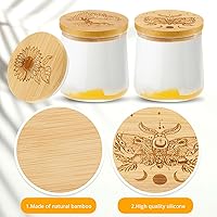 Vista 2 de Tessco for you 6 Packs Yogurt Jar Lids Set Bamboo Wood for Jars Reusable Lid with Silicone Sealing Rings and Different Patterns Compatible with Oui