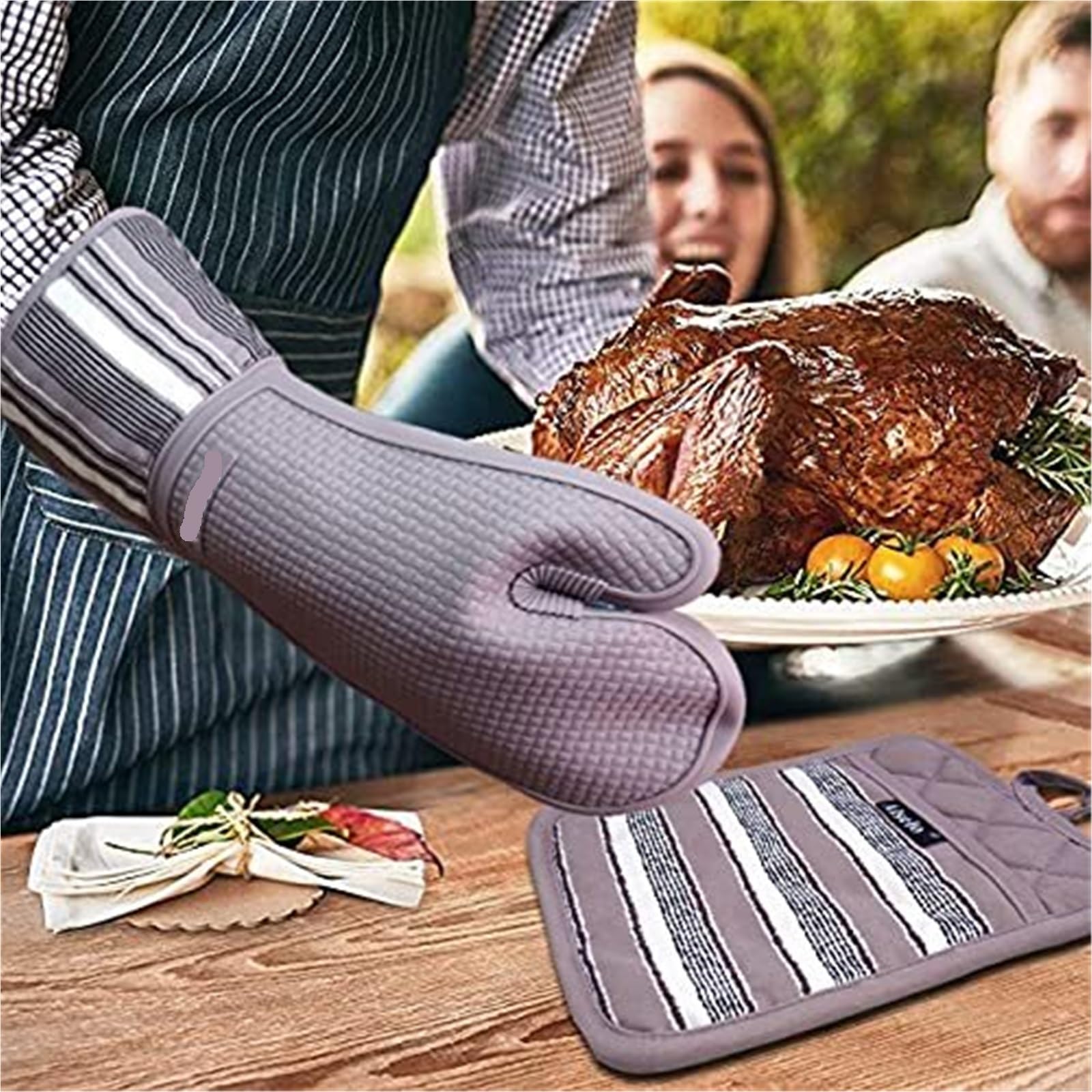 Manoplas Horno Manoplas De Horno, Manoplas De Silicona Resistentes Al Calor, Adecuadas For Hornear, Cocinar, Asar A La Parrilla, Microondas Guantes Horno Cocina