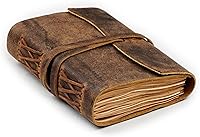 LeatherVillage Rustic Brown Leather Bound Journal 7x5" 220 Pages Vintage Paper Notebook - Handcrafted Diary for Writing Sketching Travel Men Women