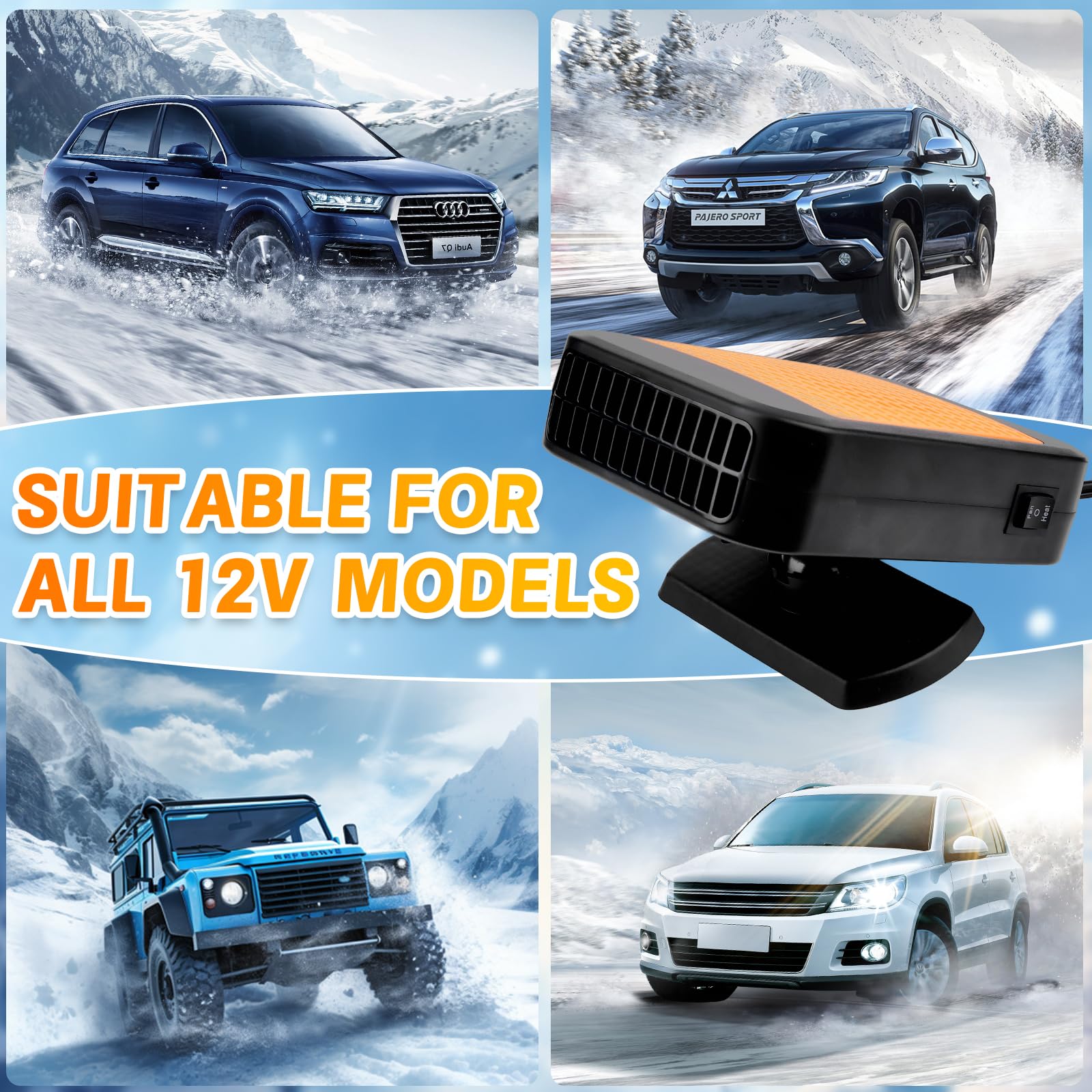 Auto Heizung, 12V Tragbare Autoheizung HeizlüFter 2 In 1 Heizung & Ventilator, HeizlüFter Mit Akku, Autoentfroster Auto Mit 360 Grad Drehungautoheizung Stecker FüR ZigarettenanzüNder FüR Auto