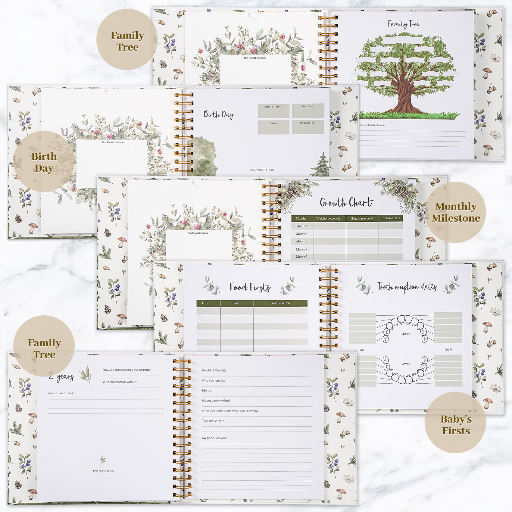 Keepsake Memory Book for Baby Boy and Girl A Milestone Book Gender Neutral Journal Scrapbook Photo Album - 4