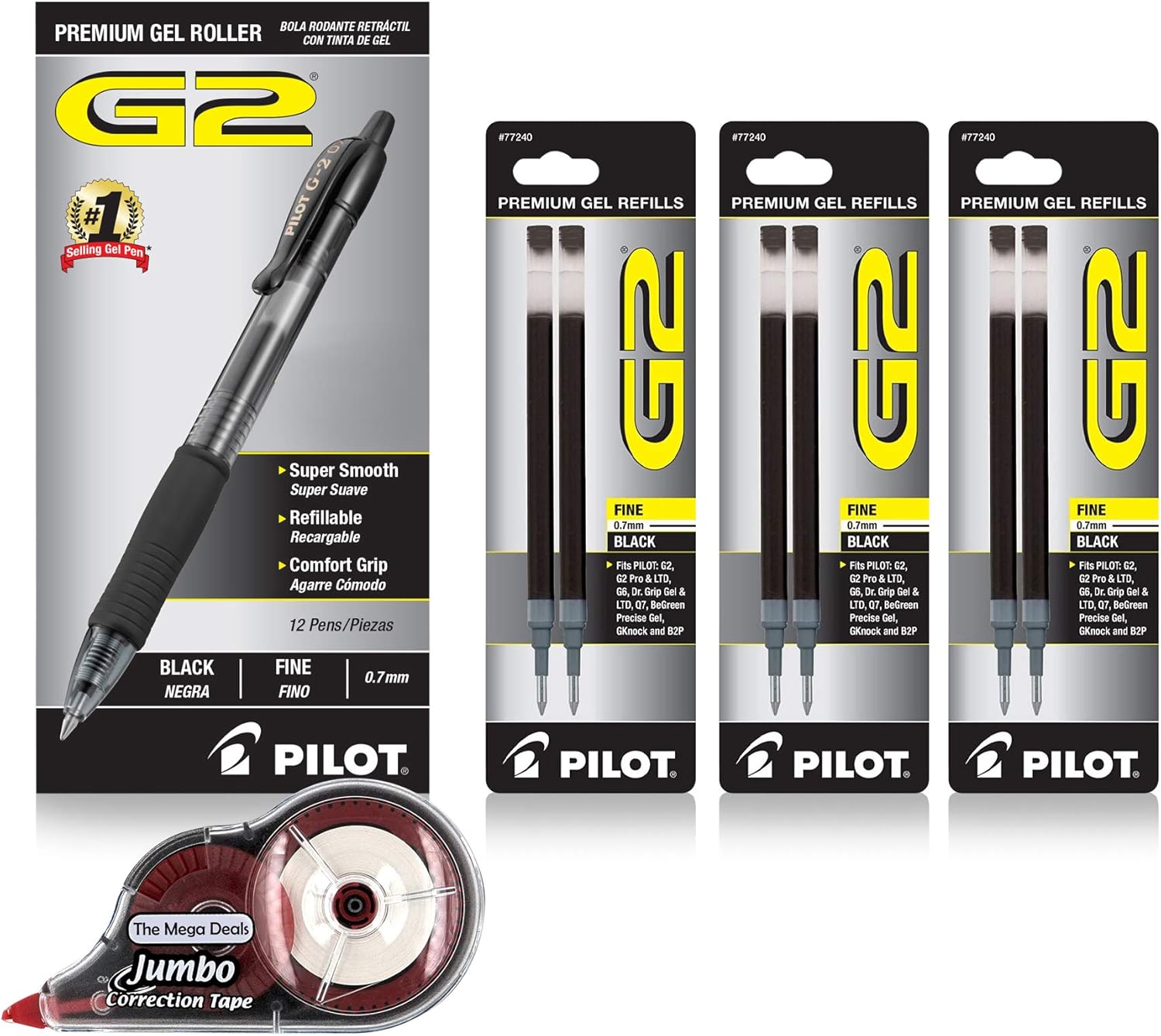 Buy Pilot G2 Pens 0.7 mm and Pilot G2 Pens 0.7 Refills 12 Ct Black