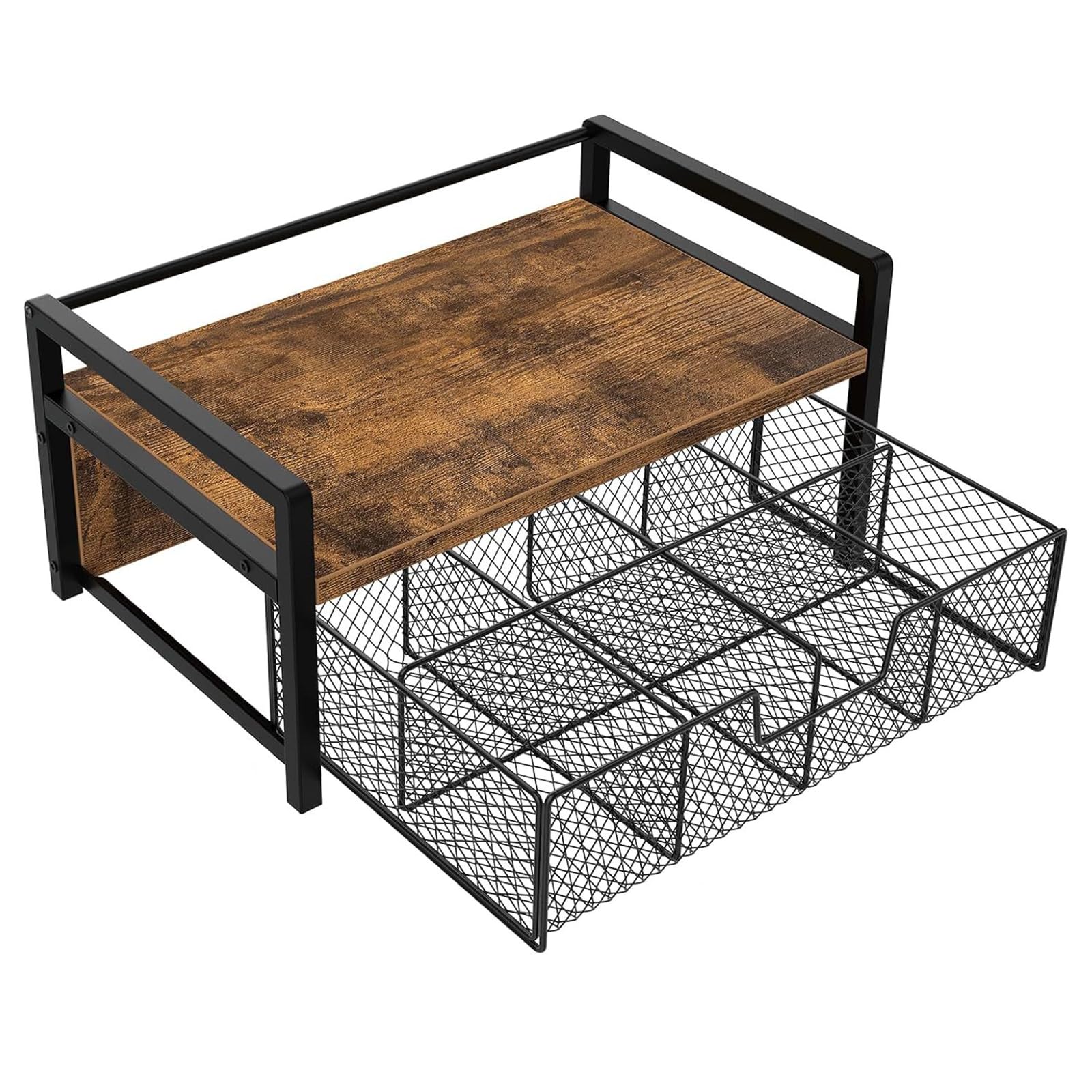 HTU Teedose Station Truhen Präsentationsbehälter mit Schublade Teebox Organizer 8 Fächer for Home Office Hotel Küchentheke