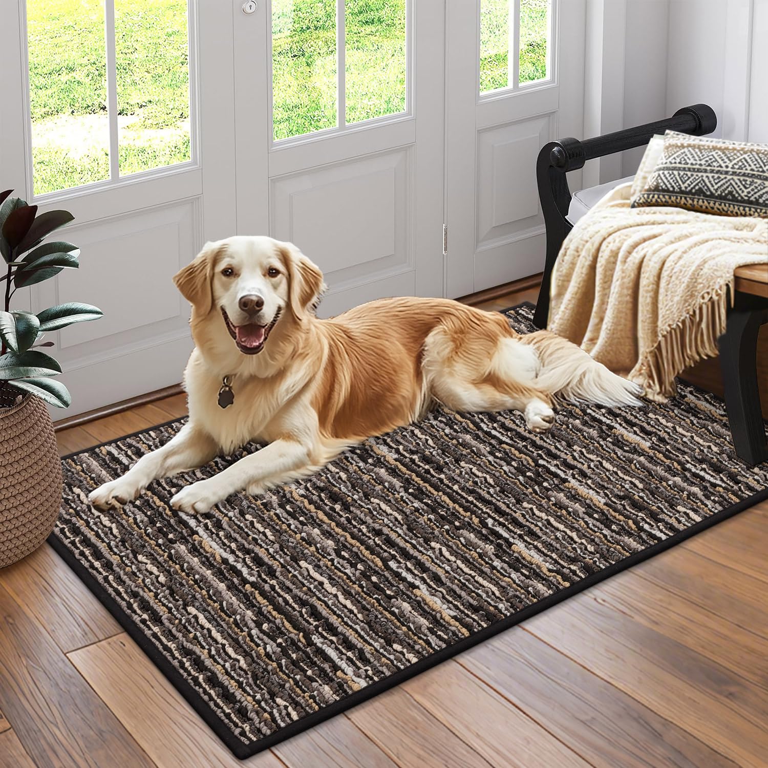 Biscpro Felpudo Entrada Casa 60x90cm Alfombra Antideslizante Tapete Lavable para Entrada,Interior,Pasillo, Cocina,Oficina,Dormitorio