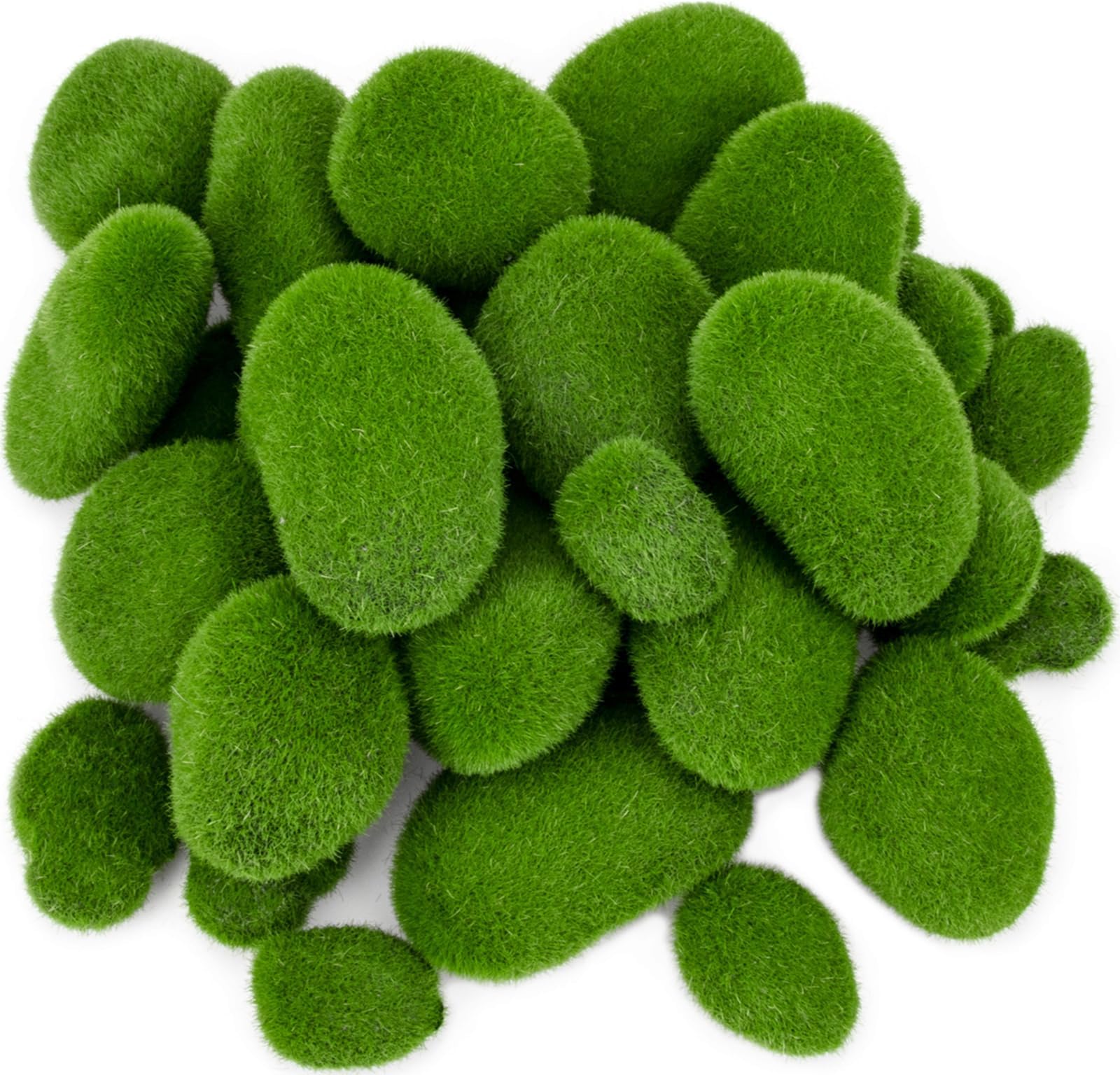 Nicunom 50 Pcs 5 Size Artificial Moss Rocks Decorative Faux Green Moss Covered Stones Fake Moss Balls for Garden Decor DIY Floral Arrangements Plant Poted Decoration