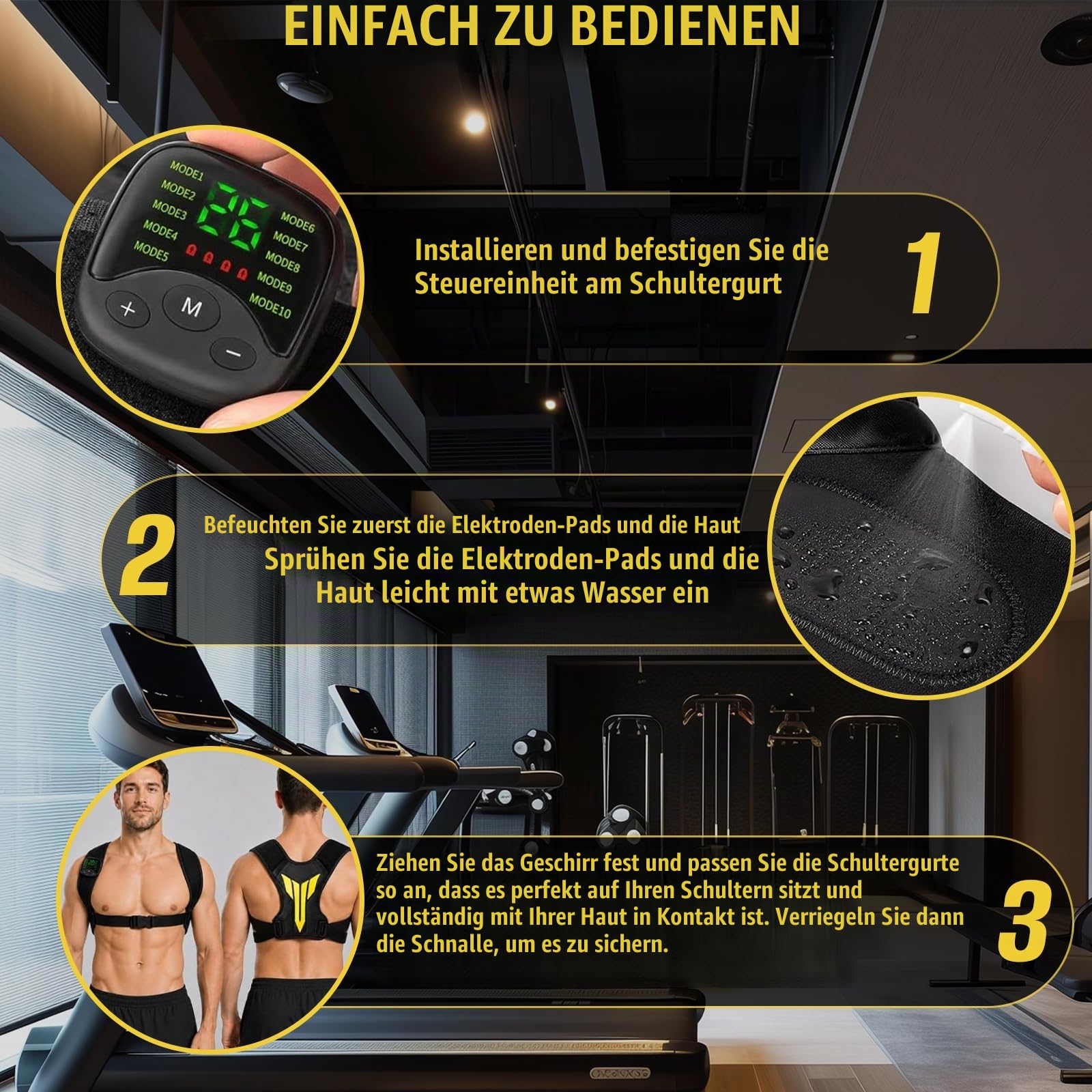 EMS Trainingsgerät für Nacken & Rücken, EMS Gerät für Rücken Muskelaufbau mit Fernbedienung,30 Intensitätsstufen & 10 Modi,EMS Nackenmuskeltrainer,Rückentrainer Nackentrainer für Männer und Frauen