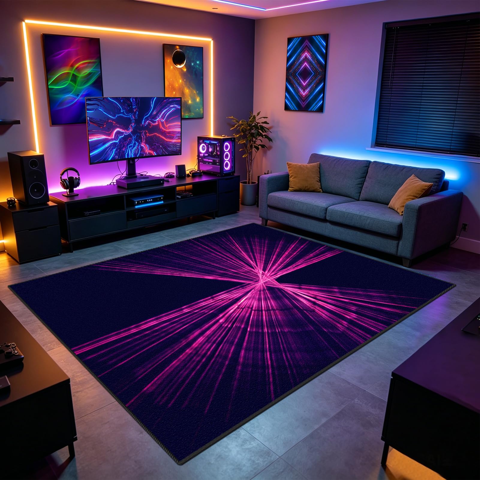 Tapis gamer pour chambre ado garçon antidérapant et lavable | Protection sol dur 90x140 cm