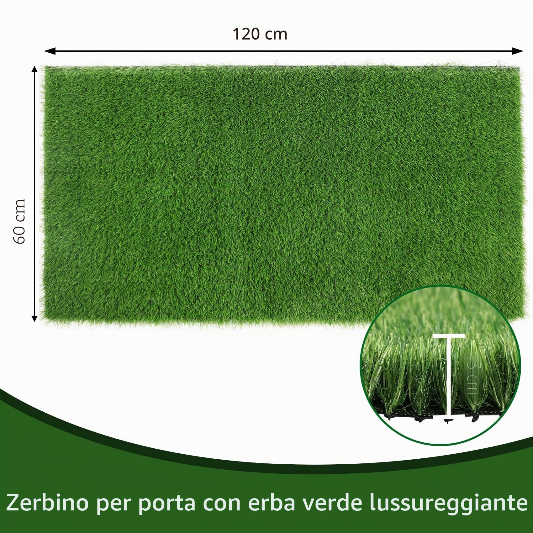 famibay Zerbino per esterni con erba artificiale, cattura sporco antiscivolo, tappeto erboso sintetico Astro tappeto erboso per ingresso, balcone, patio, giardino