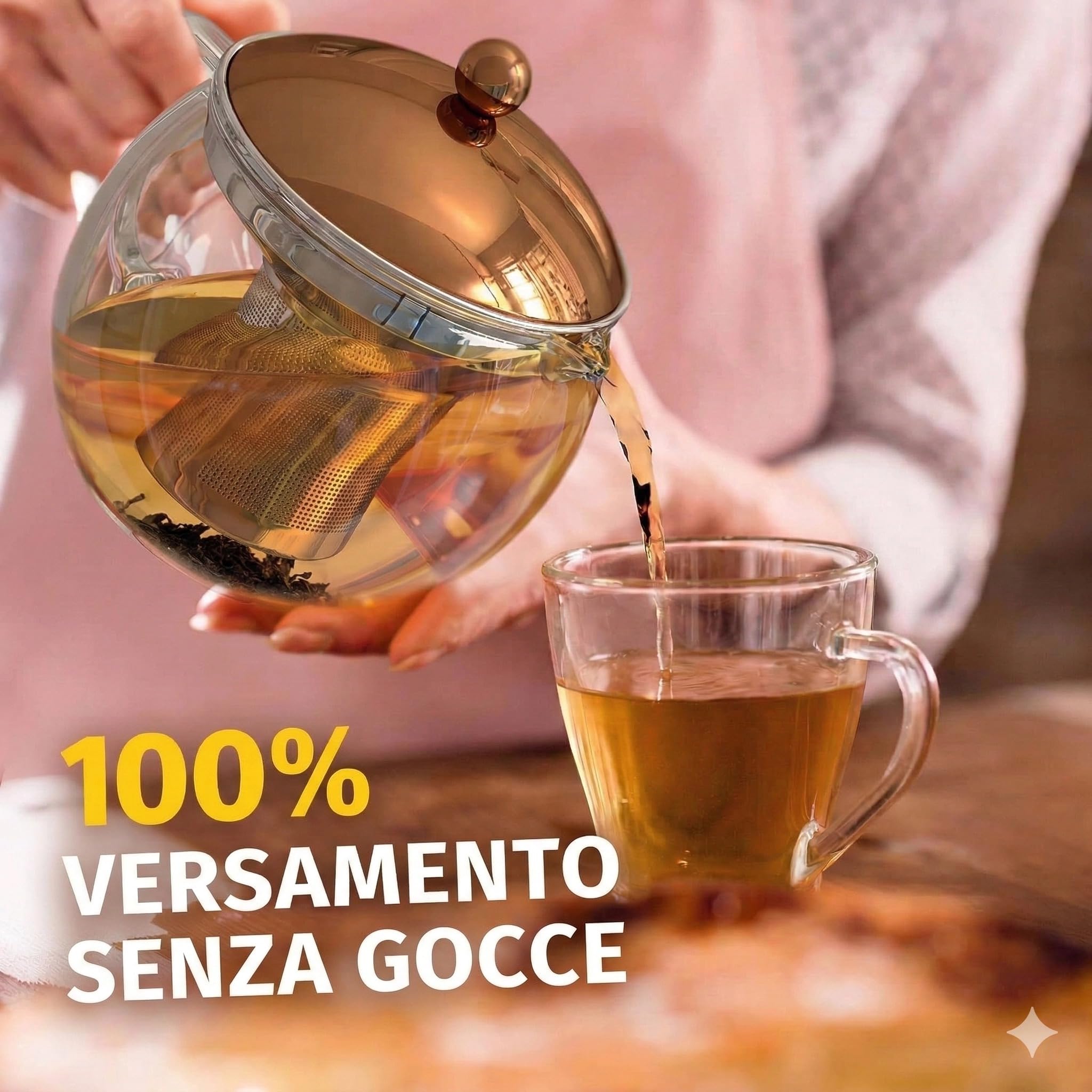 bonVIVO Tempa – Teiera in Vetro Borosilicato da 1.5L con Infusore in Acciaio Inox, Tisaniera e Infusiera Trasparente per Tè in Foglie e Fiori, Design Elegante e Moderno