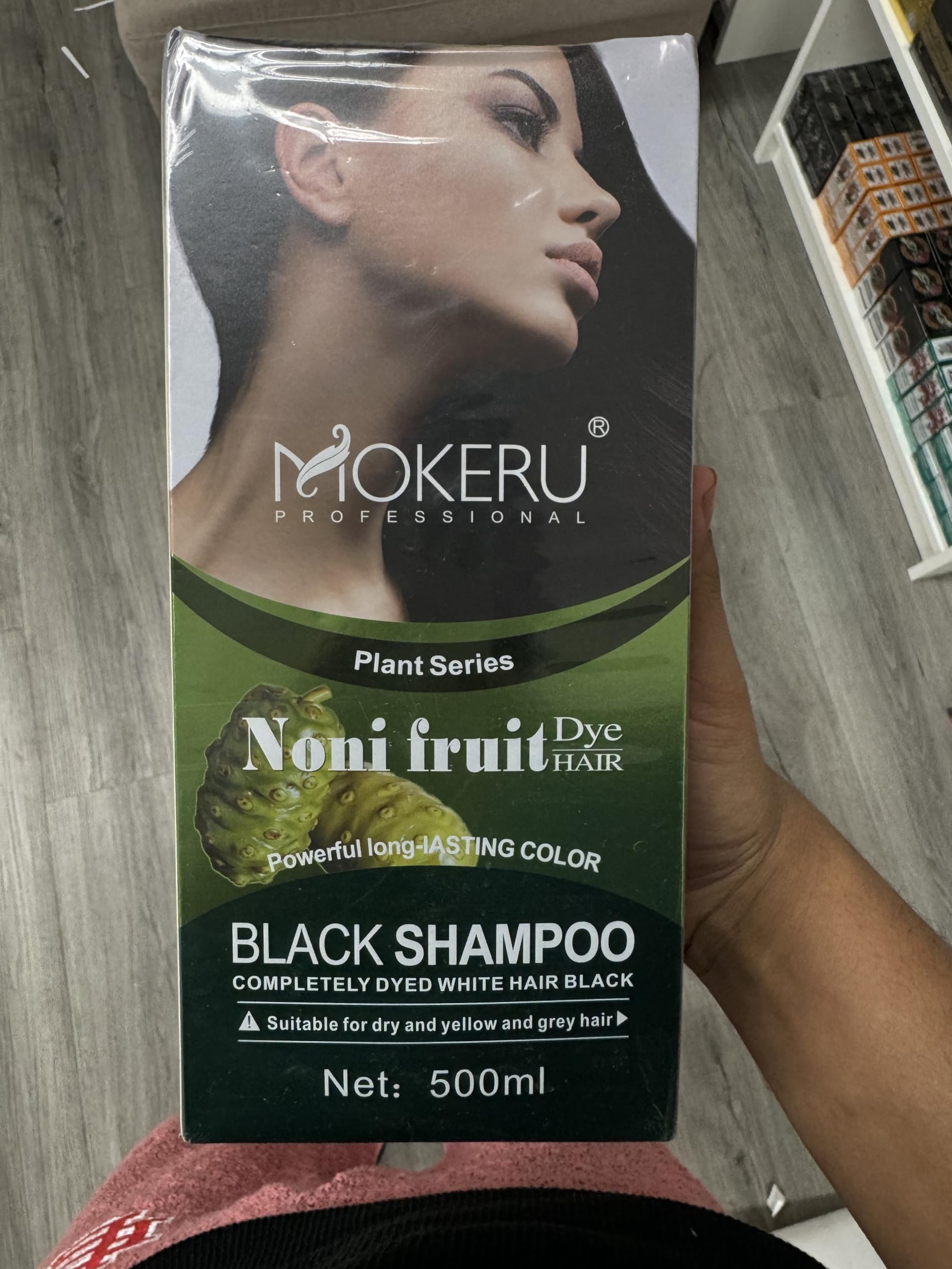 Mokeru Organic Natural Fast Hair Dye, Only 5 Minutes Noni Plant Black Shampoo 500ml