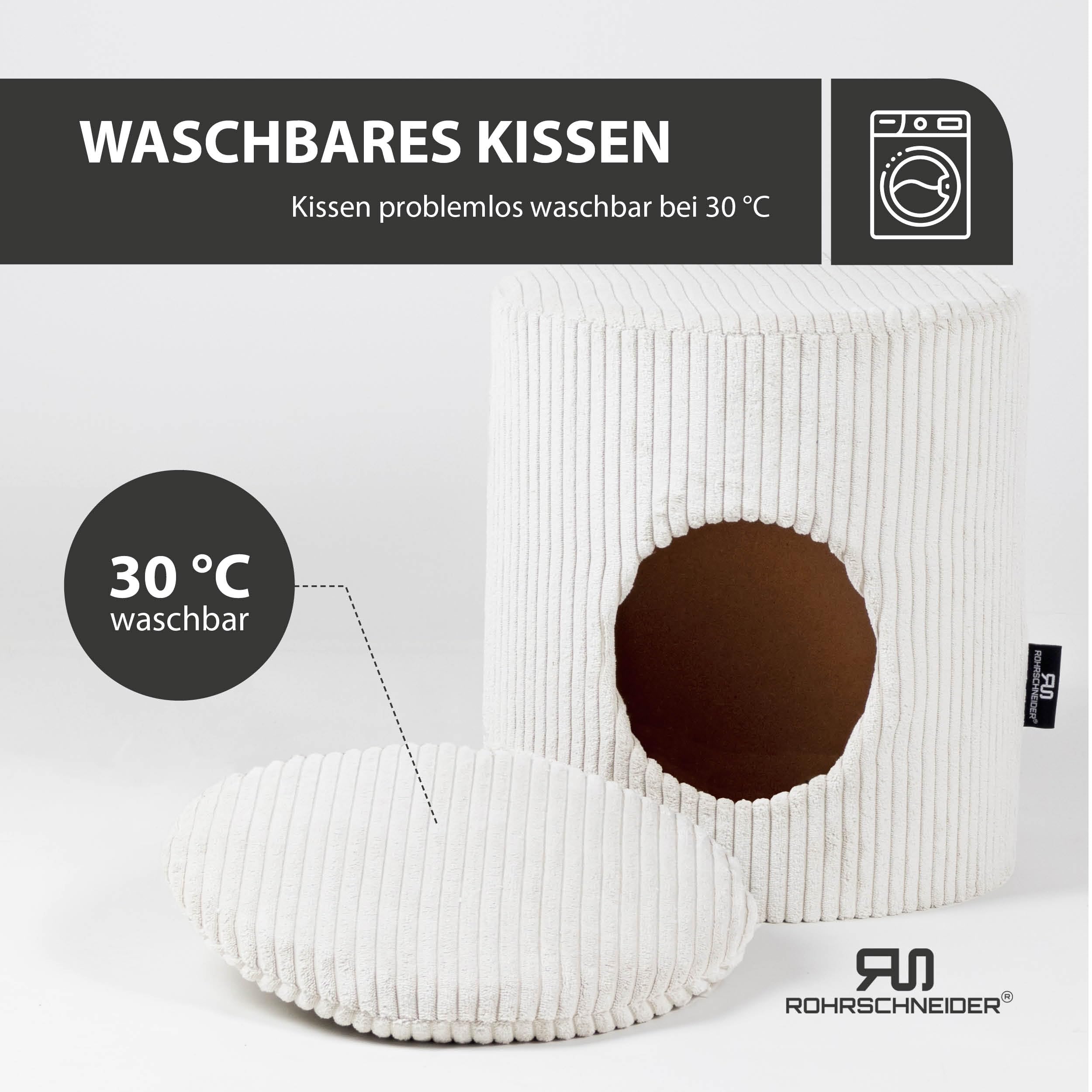 Rohrschneider Katzenhöhle Cord, waschbar, ca. Ø 32 x H 34 cm beige
