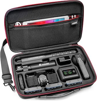 SYMIK S320-X Carrying Case for Insta360 X5 X4 Air, Anti-water Splash, Anti-shock Compact Travel Bag with Shoulder Strap, Handy Handle, Protective Storage Nylon Case for Insta 360 X5 X4 Air Accessories