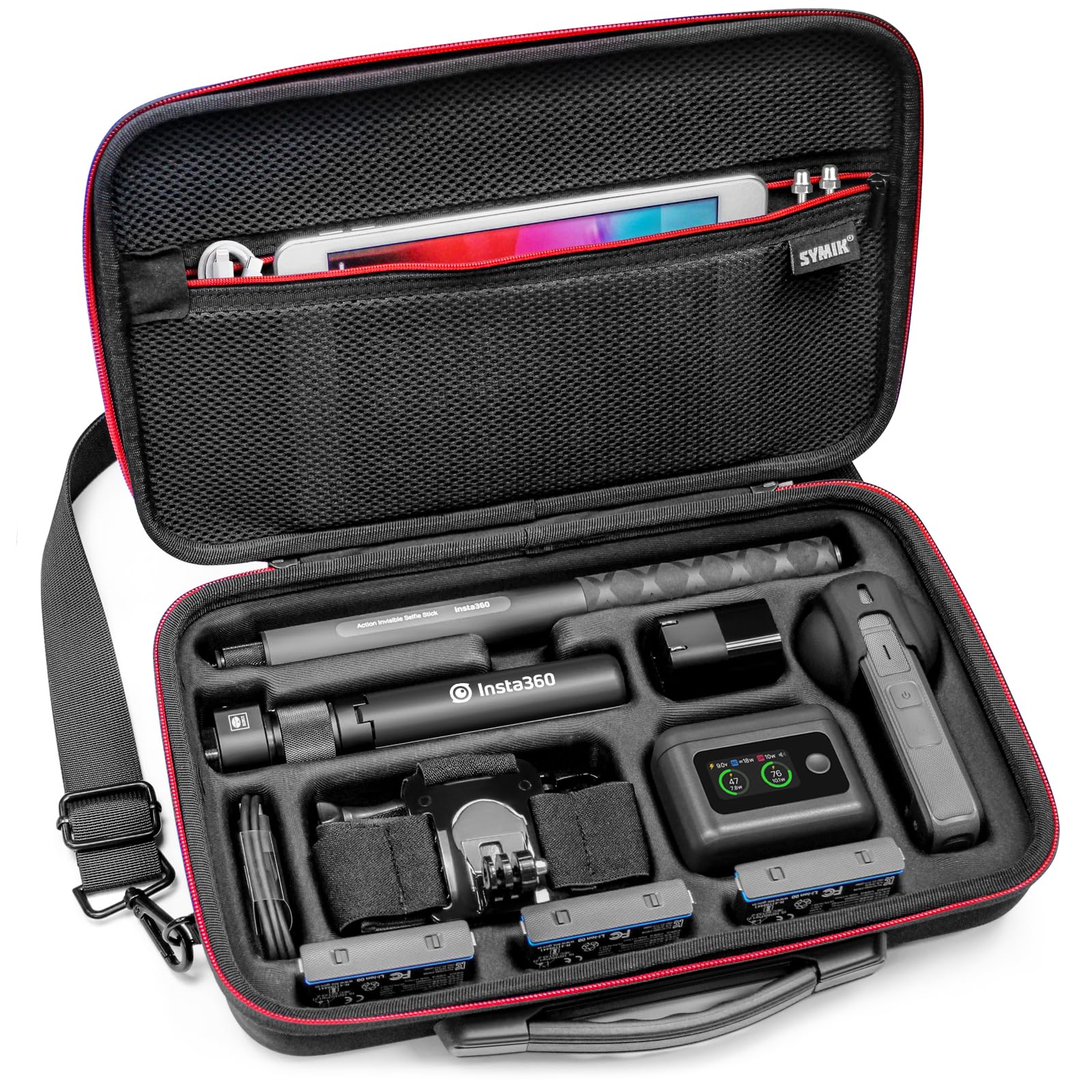 SYMIK S320-X Carrying Case for Insta360 X5 X4 Air, Anti-water Splash, Anti-shock Compact Travel Bag with Shoulder Strap, Handy Handle, Protective