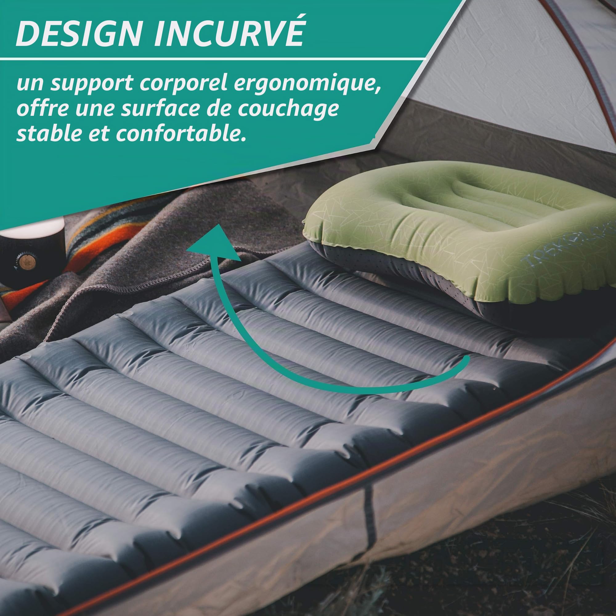 Trekology UL80 Tapis de Camping, Matelas de Camping Gonflable, Matelas de Camping Gonflable, Tapis de Camping, Tapis de Camping léger, Matelas Enroulable pour lit Simple