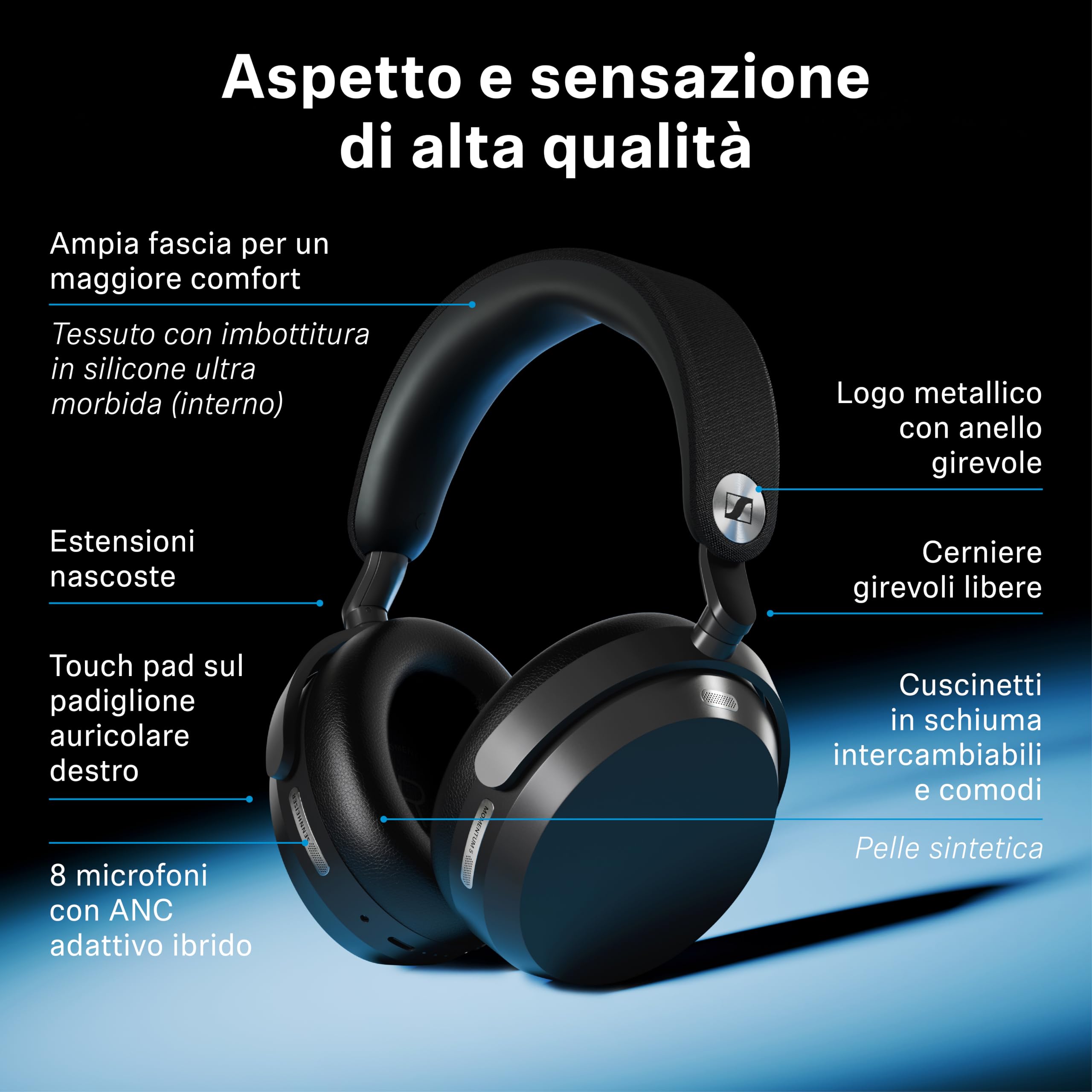 Sennheiser MOMENTUM 5 cuffie over ear cancellazione rumore I Batt. 57h