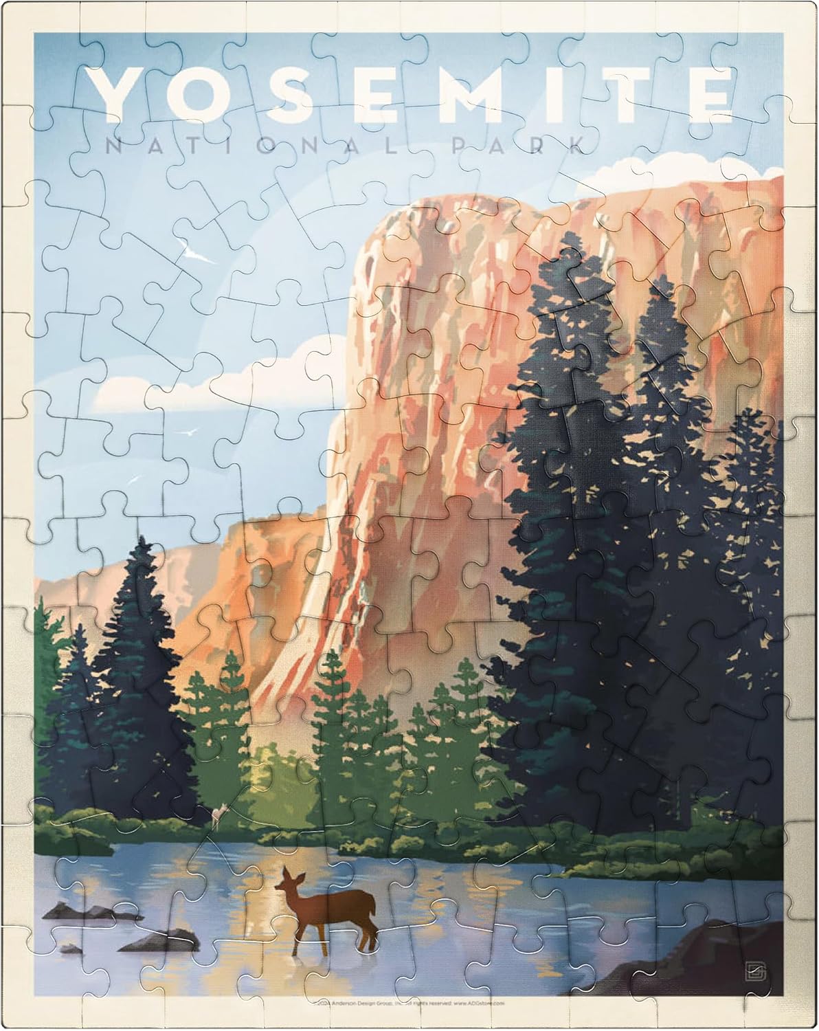 MyPuzzle Yosemite National Park: in The Shadow of El Capitan, Vintage Poster - Premium 1000 Piece Jigsaw Puzzle for Adults
