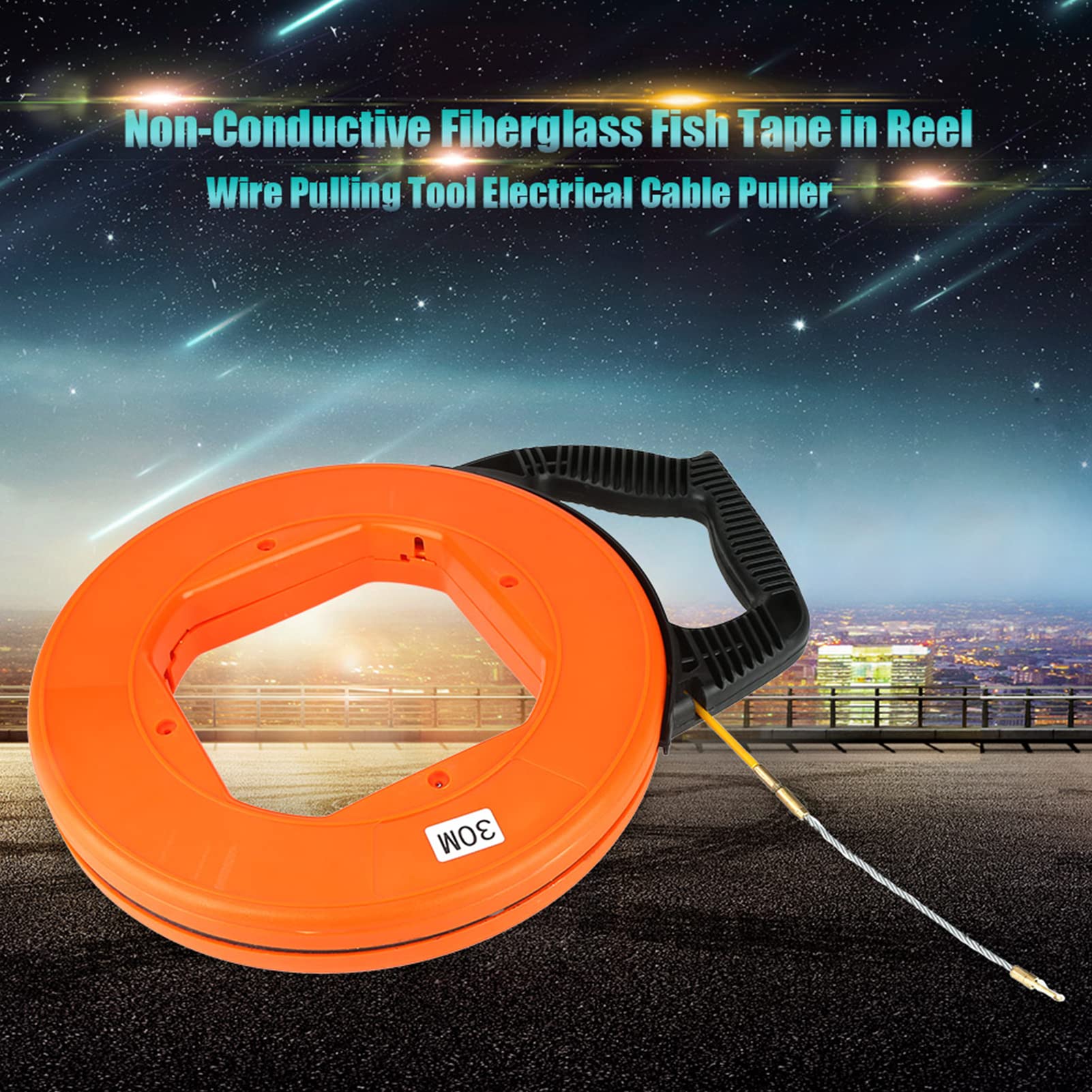 Tirador de cables, Cinta pasacables de fibra de vidrio, juego de cables de funcionamiento con tirador de Cable de 30m, Kit de varillas de empuje eléctricas
