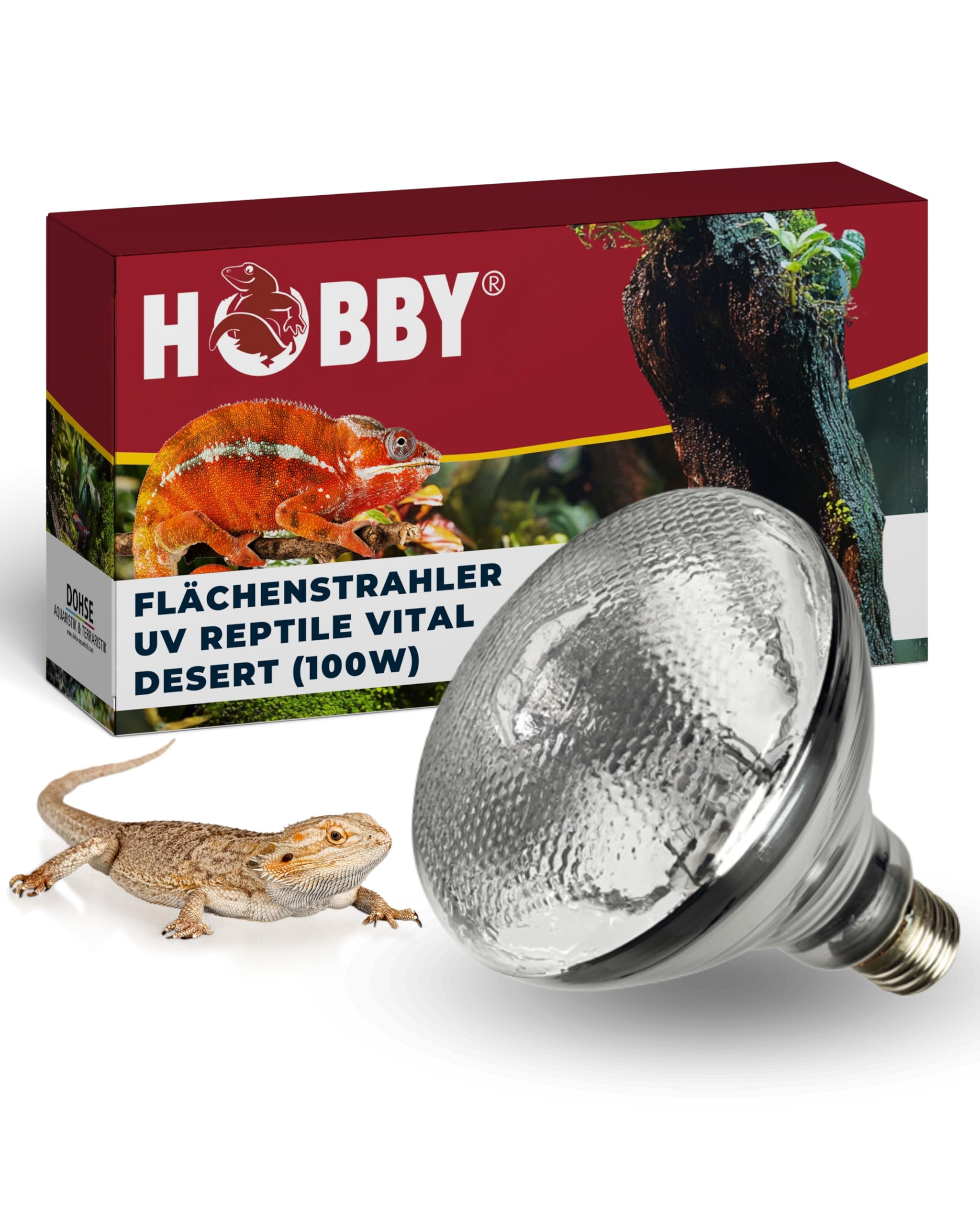 HOBBY Terraristik UV Reptile vital Desert UV-Lampe 100 W für Terrarien Reptilienhaltung UV-Flächenstrahler