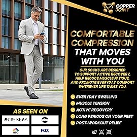 Copper Compression Socks for Men & Women (15-20 mmHg) - Knee High Support Stockings for Nurses, Travel, Pregnancy, Running, Flight & Everyday Wear - Black - 2X-Large 1 Pair