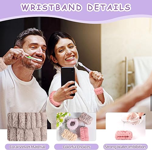 Miniatura 5 de 8 pulseras de lavado de cara, toallas de muñeca para lavar la cara, muñeca, spa, banda de lavado de muñeca, protectores de agua para lavado facial,