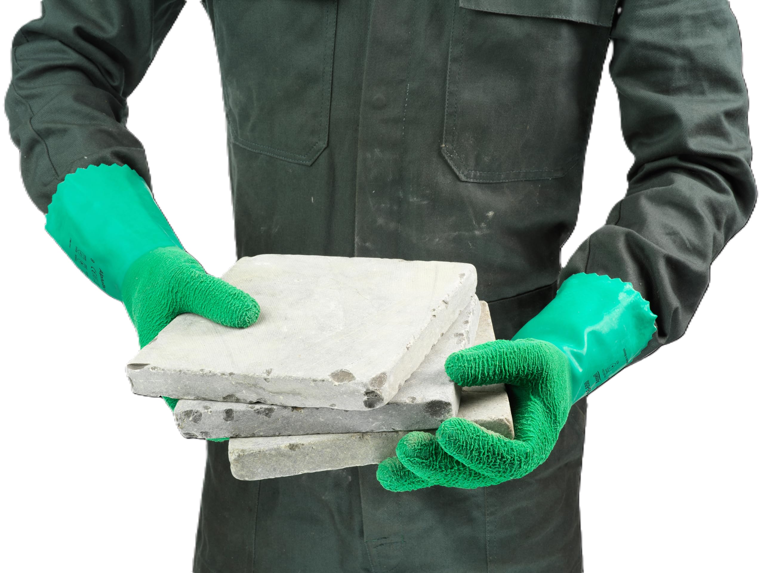 Ansell AlphaTec 16-650 Guantes de Trabajo Multiusos, Protección Mecánica, Verde, Talla M (12 Pares)