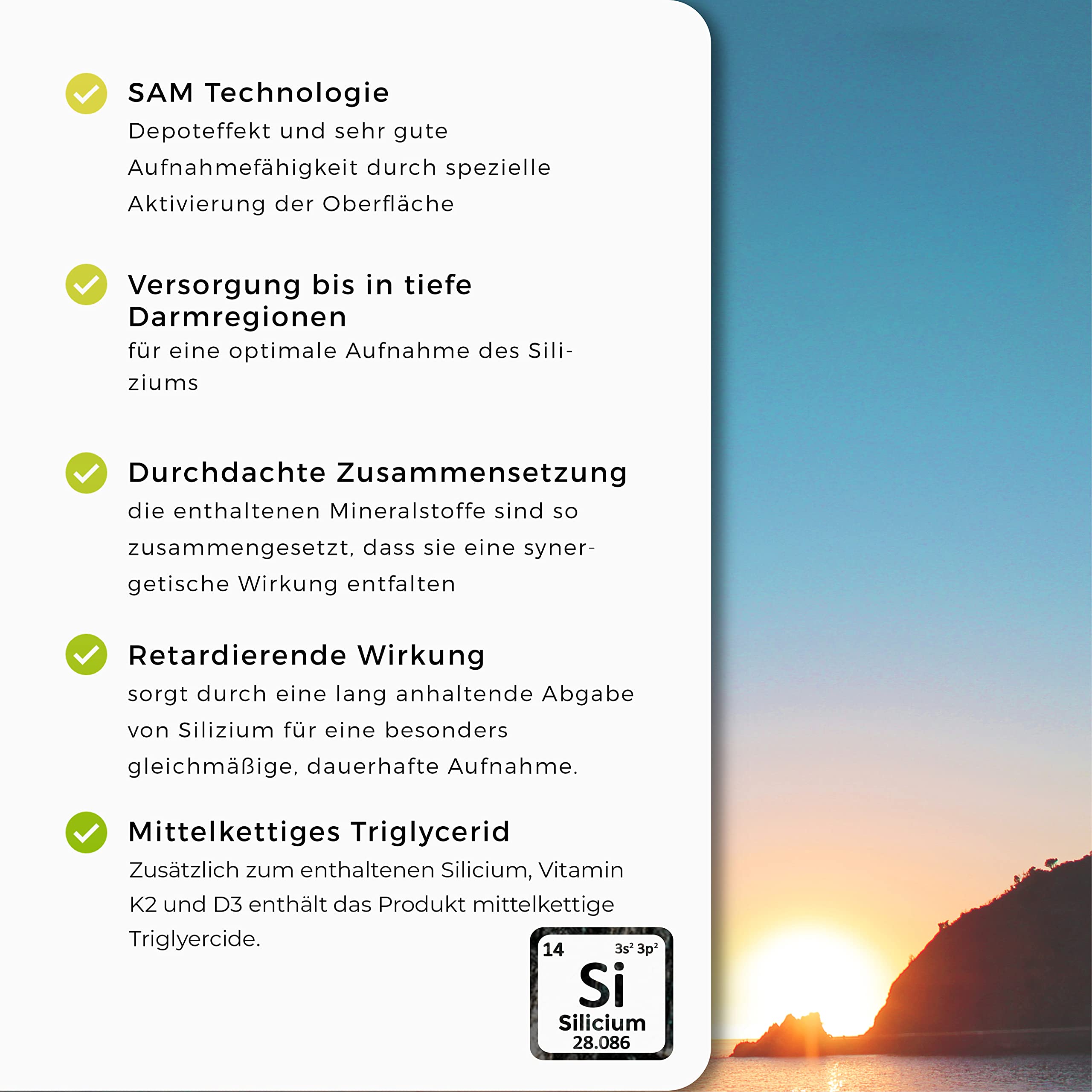 Silicium Liquid - Nahrungsergänzungsmittel flüssig mit hoch bioverfügbarem Silizium, Vitamin K2 & D3, Unterstützt Knochen (D3, K2) & Immunsystem (D3)